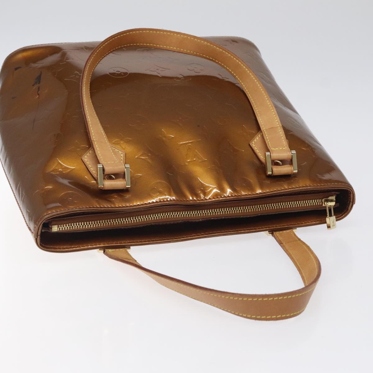 LOUIS VUITTON Monogram Vernis Houston Hand Bag Bronze M91122 LV Auth MX087