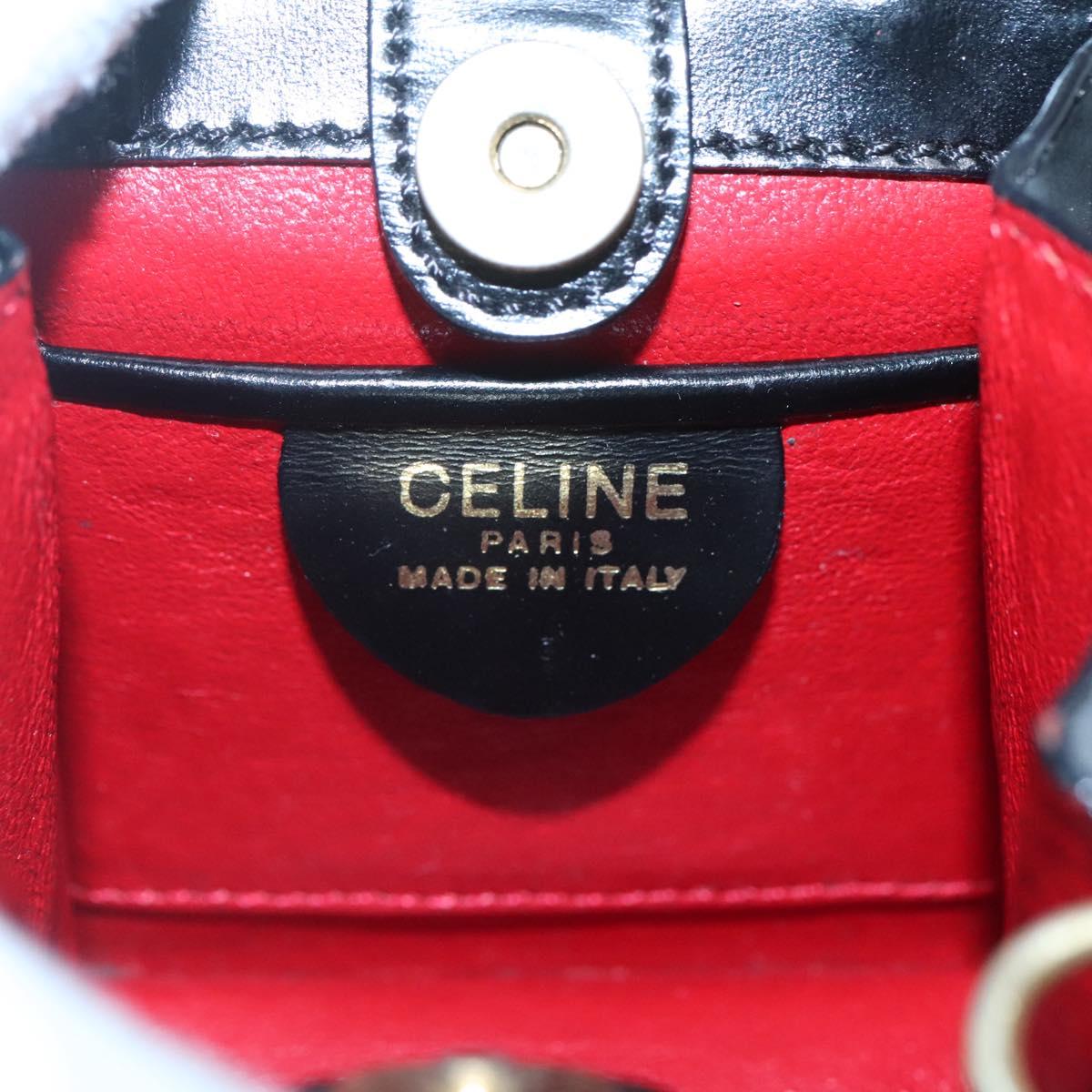 CELINE Shoulder Bag Leather Black Gold Auth MX093A