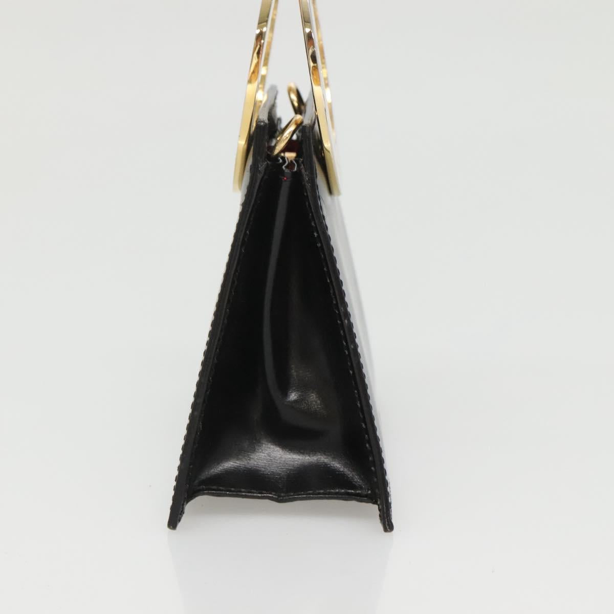 CELINE Shoulder Bag Leather Black Gold Auth MX093A