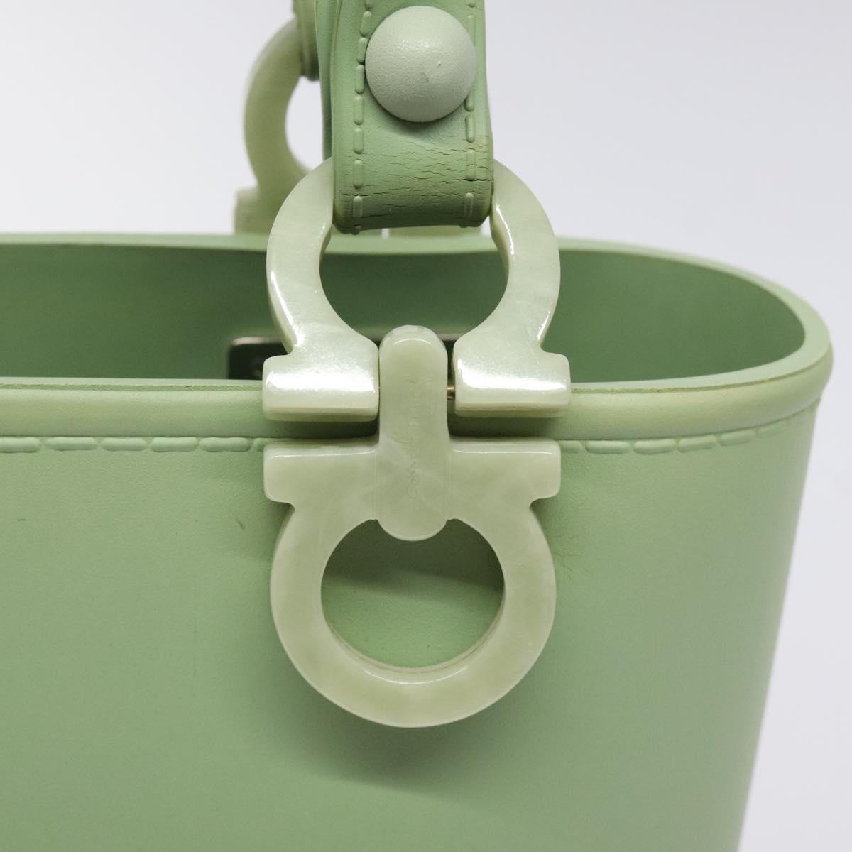 Salvatore Ferragamo Gancini Hand Bag Rubber Green Auth MX099