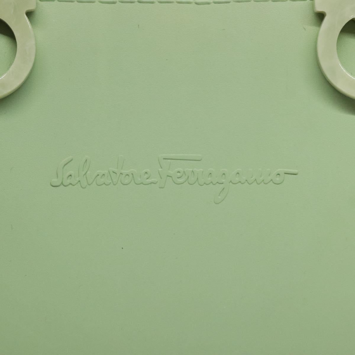Salvatore Ferragamo Gancini Hand Bag Rubber Green Auth MX099