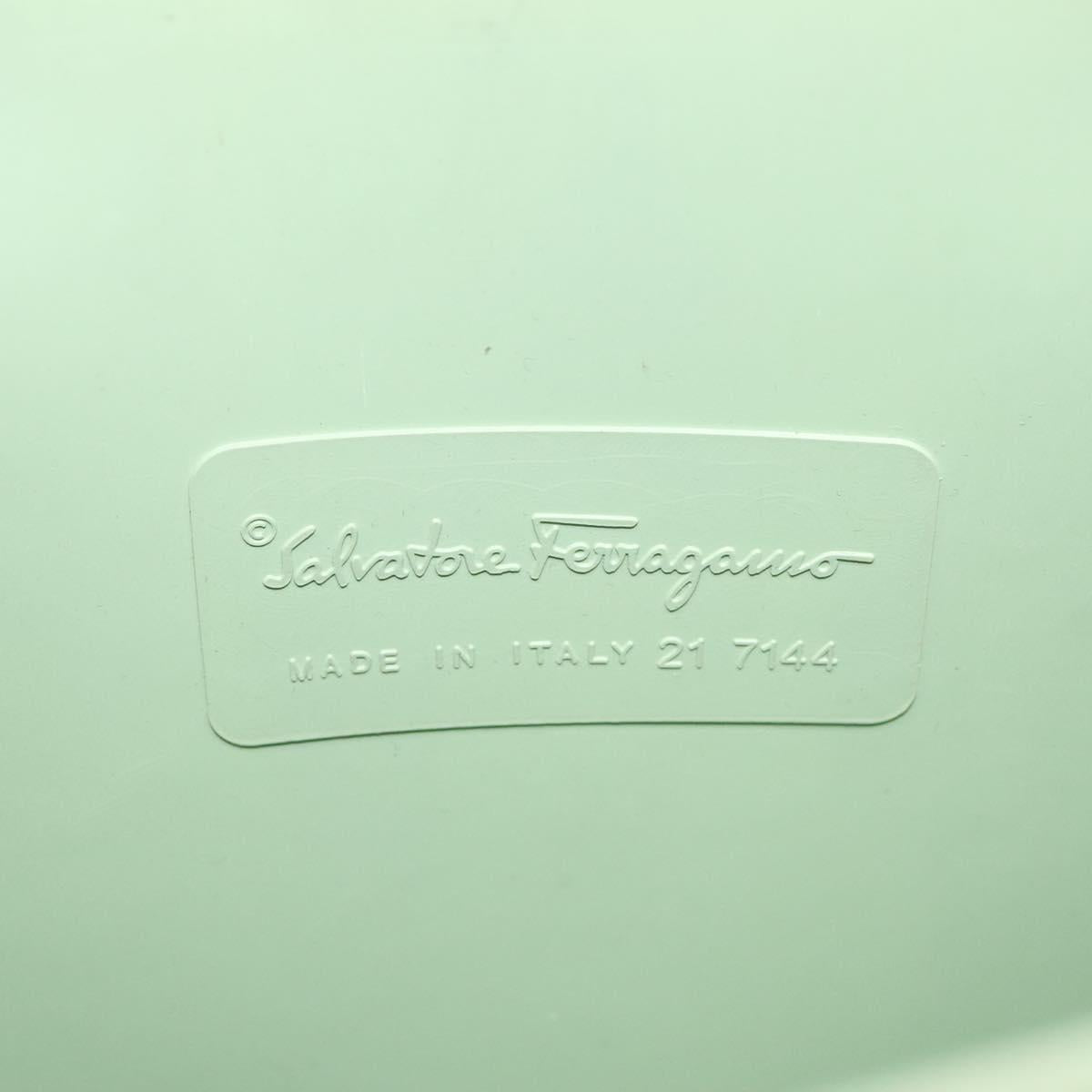 Salvatore Ferragamo Gancini Hand Bag Rubber Green Auth MX099