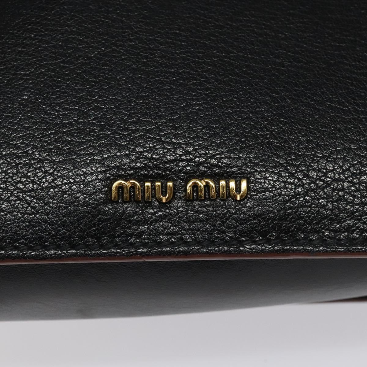 Miu Miu Shoulder Bag Leather Black Gold Auth MX101V