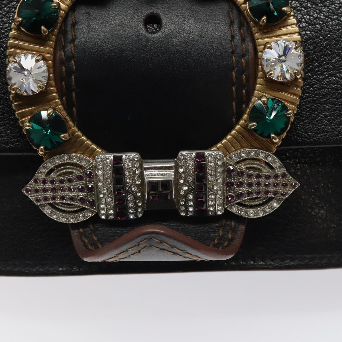 Miu Miu Shoulder Bag Leather Black Gold Auth MX101V