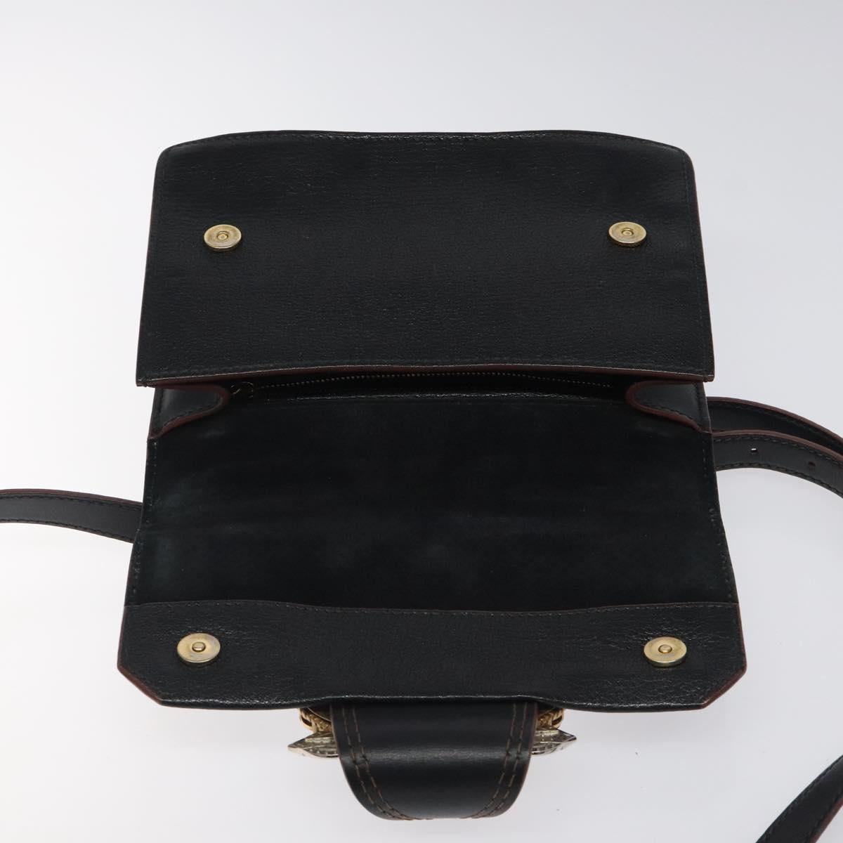 Miu Miu Shoulder Bag Leather Black Gold Auth MX101V