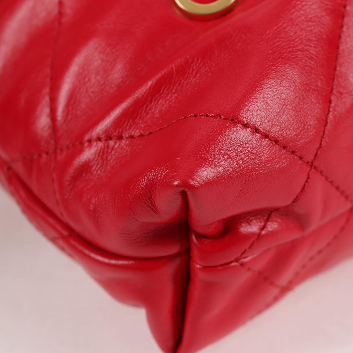 CHANEL Chanel 22 Matelasse Chain Hand Bag Leather 2way Red Gold CC Auth MX106SM