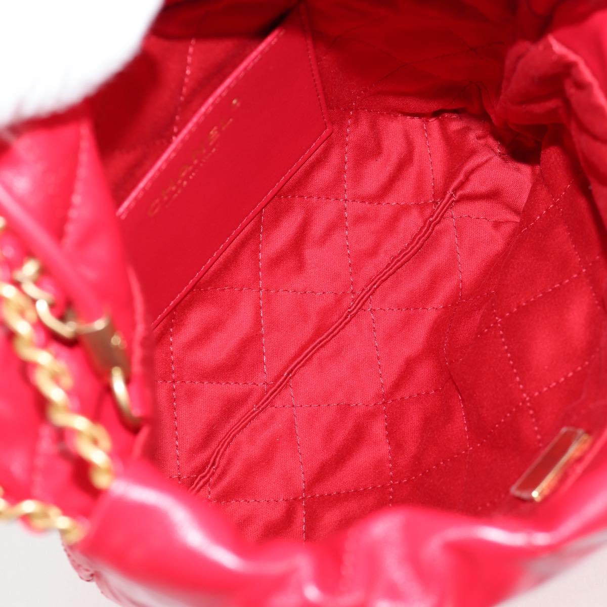 CHANEL Chanel 22 Matelasse Chain Hand Bag Leather 2way Red Gold CC Auth MX106SM