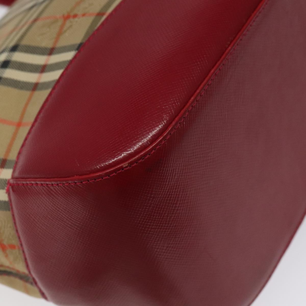 BURBERRY Nova Check Hand Bag Canvas Beige Auth MX108