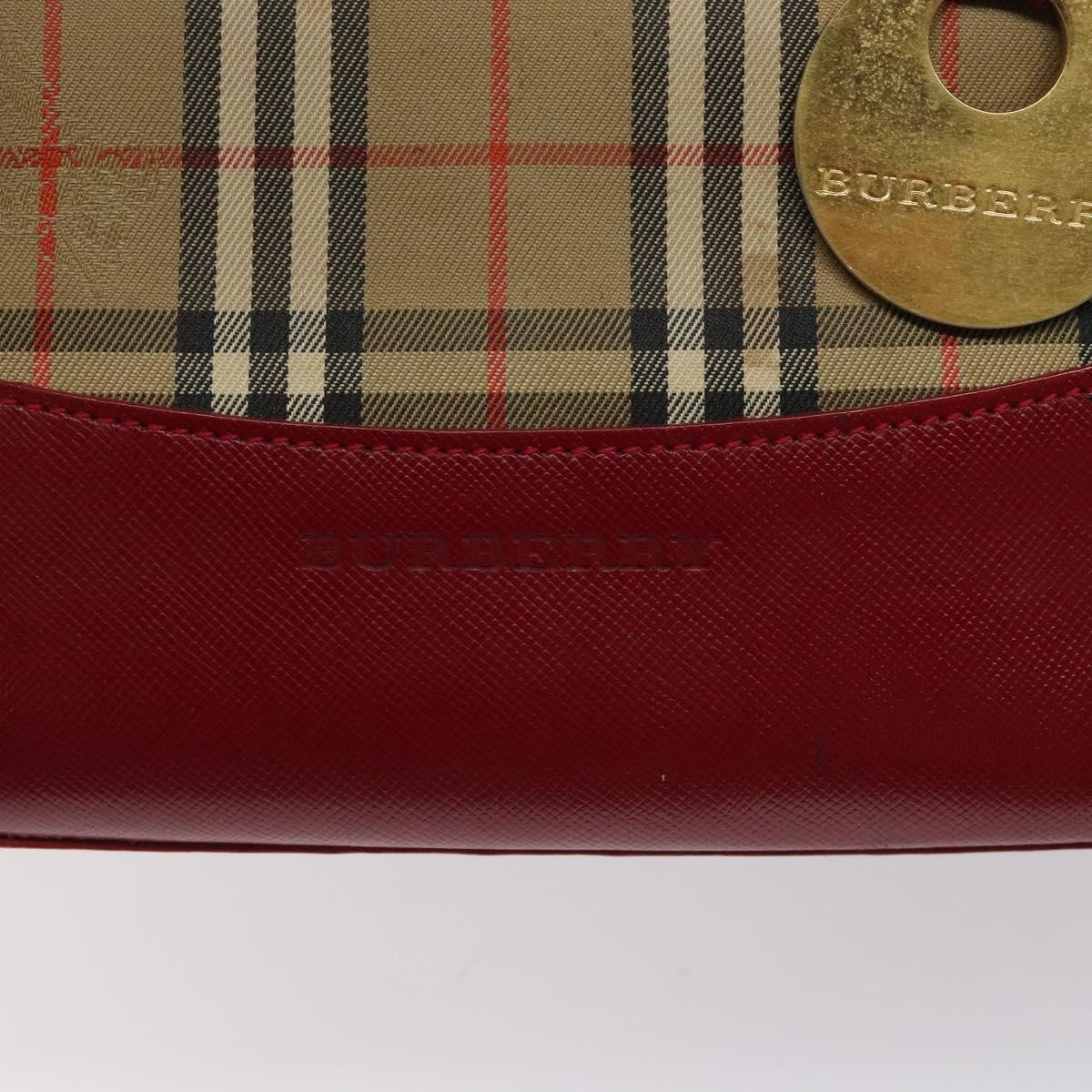 BURBERRY Nova Check Hand Bag Canvas Beige Auth MX108