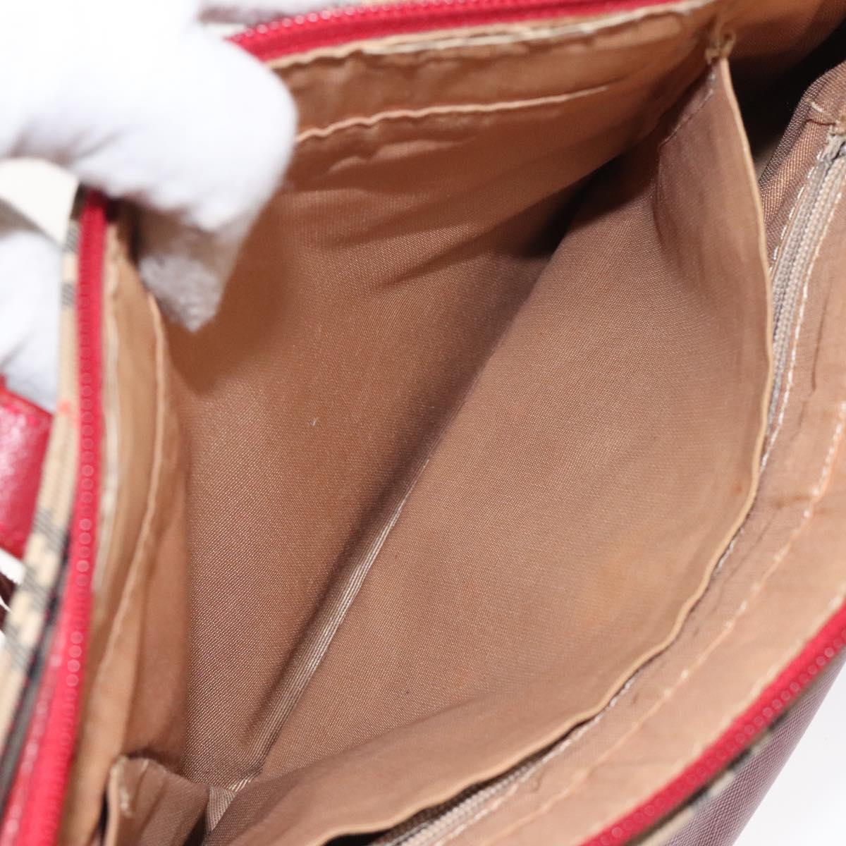 BURBERRY Nova Check Hand Bag Canvas Beige Auth MX108