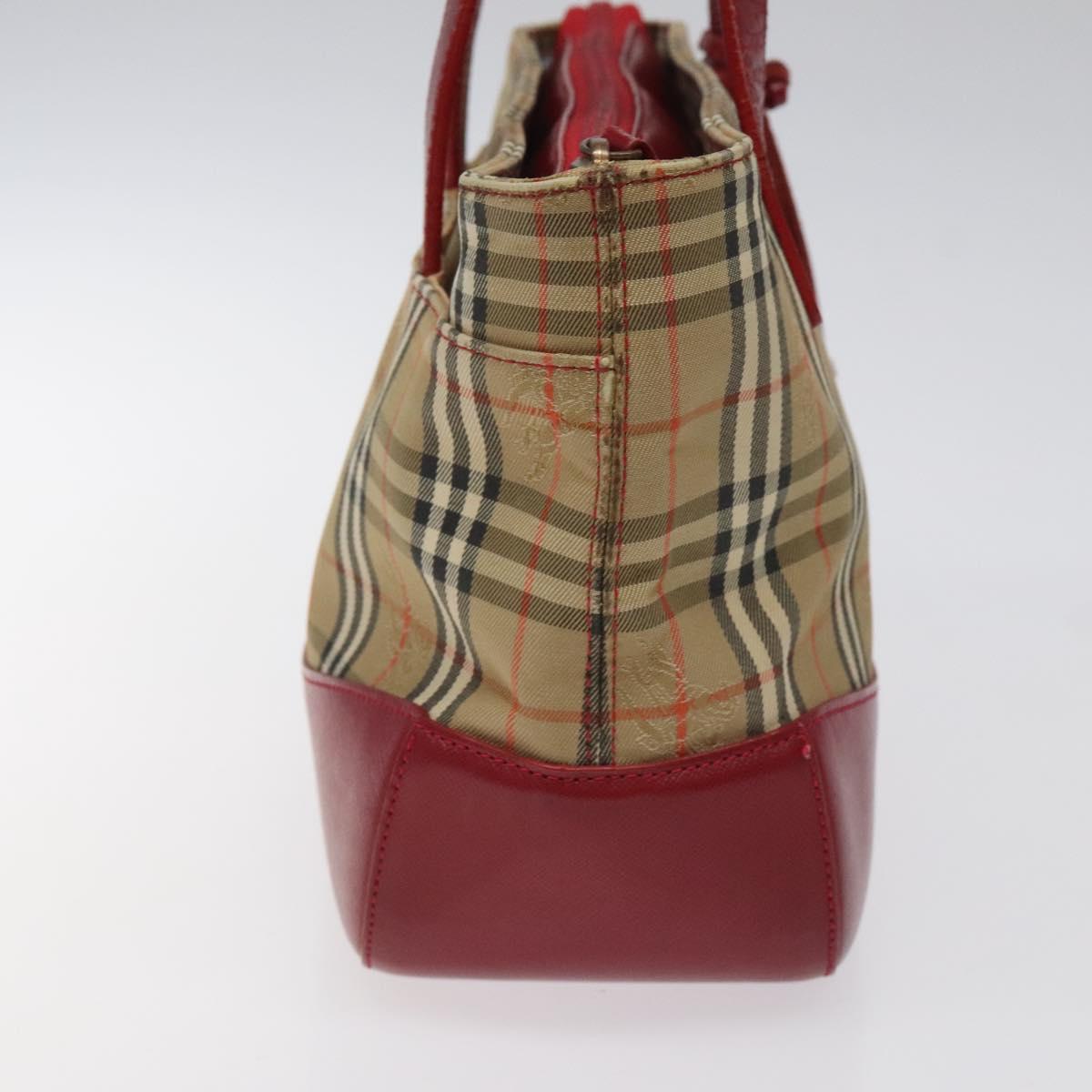 BURBERRY Nova Check Hand Bag Canvas Beige Auth MX108