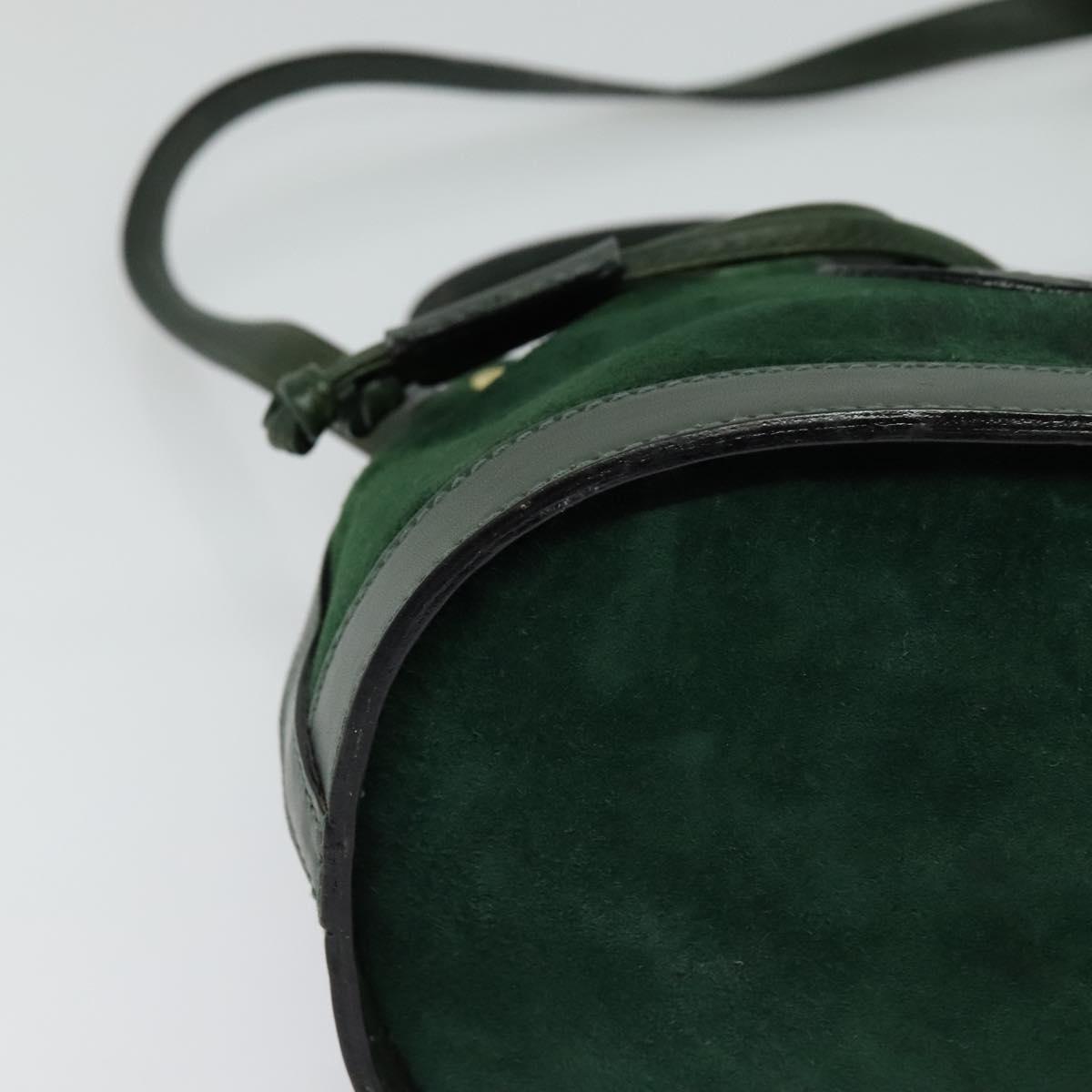 FENDI Shoulder Bag Suede Green Auth MX110