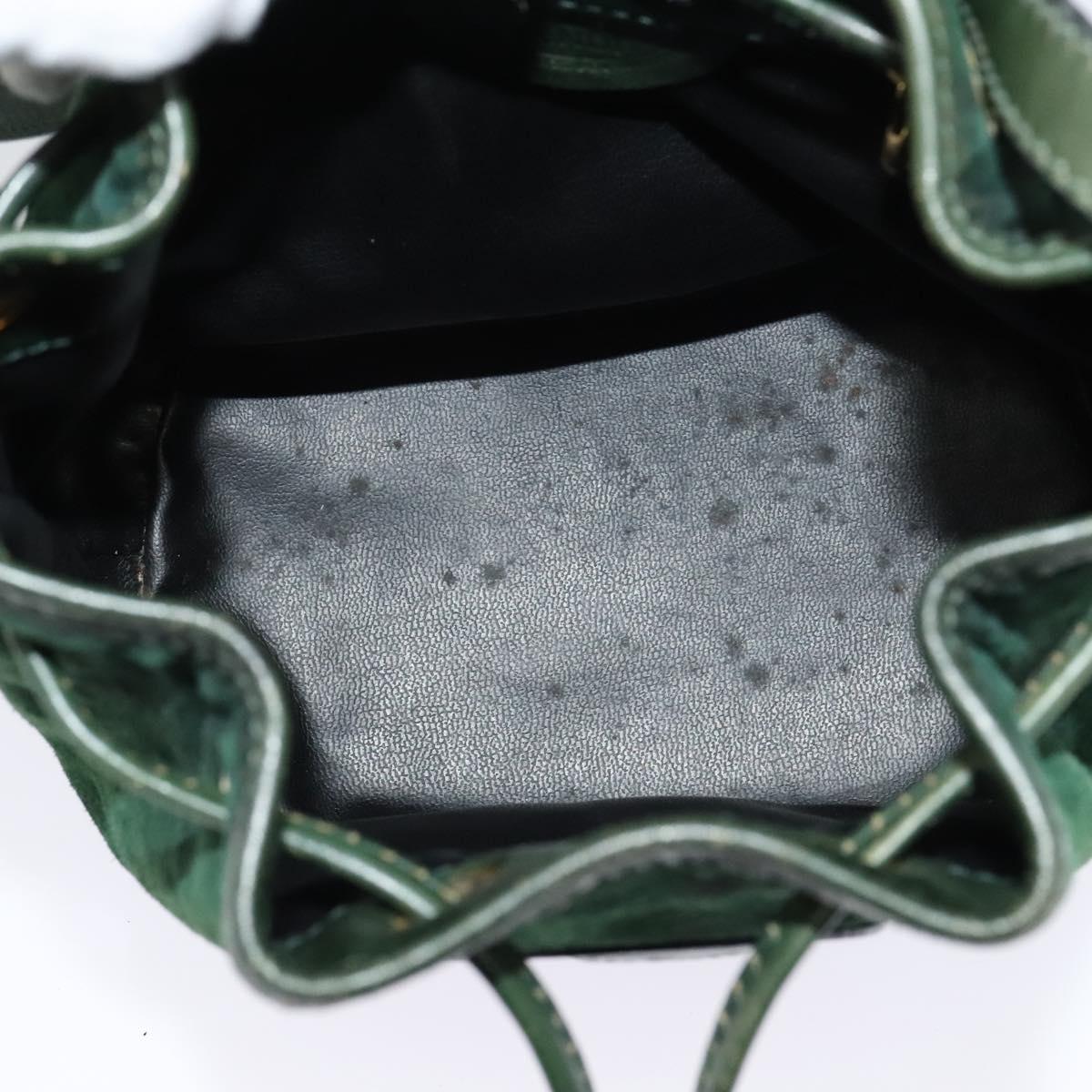 FENDI Shoulder Bag Suede Green Auth MX110