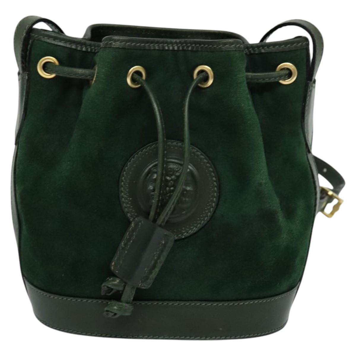 FENDI Shoulder Bag Suede Green Auth MX110