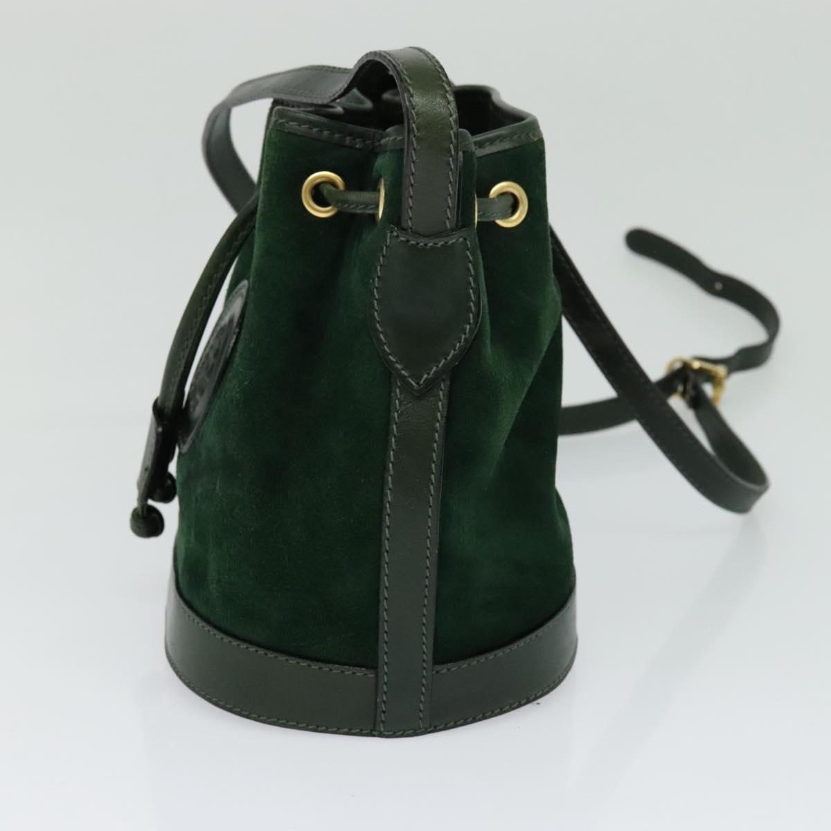 FENDI Shoulder Bag Suede Green Auth MX110