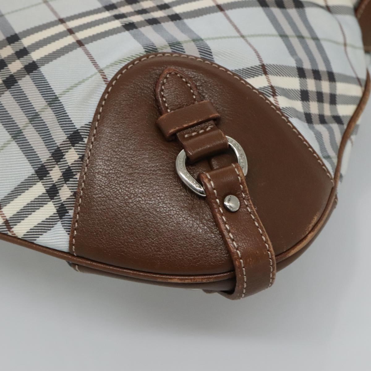 BURBERRY Nova Check Blue Label Shoulder Bag Nylon Light Blue Auth MX120