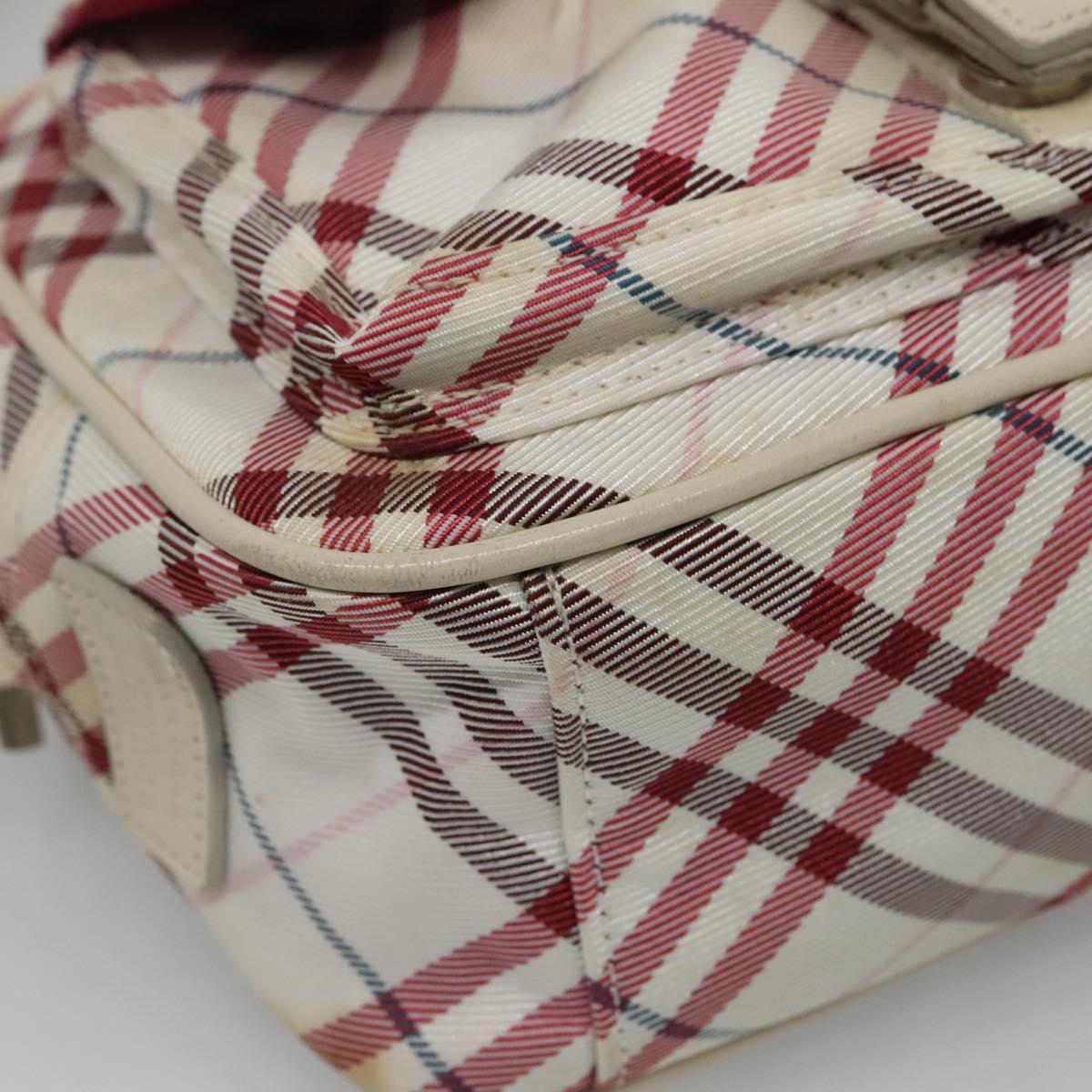 BURBERRY Nova Check Blue Label Shoulder Bag Nylon Red Auth MX126
