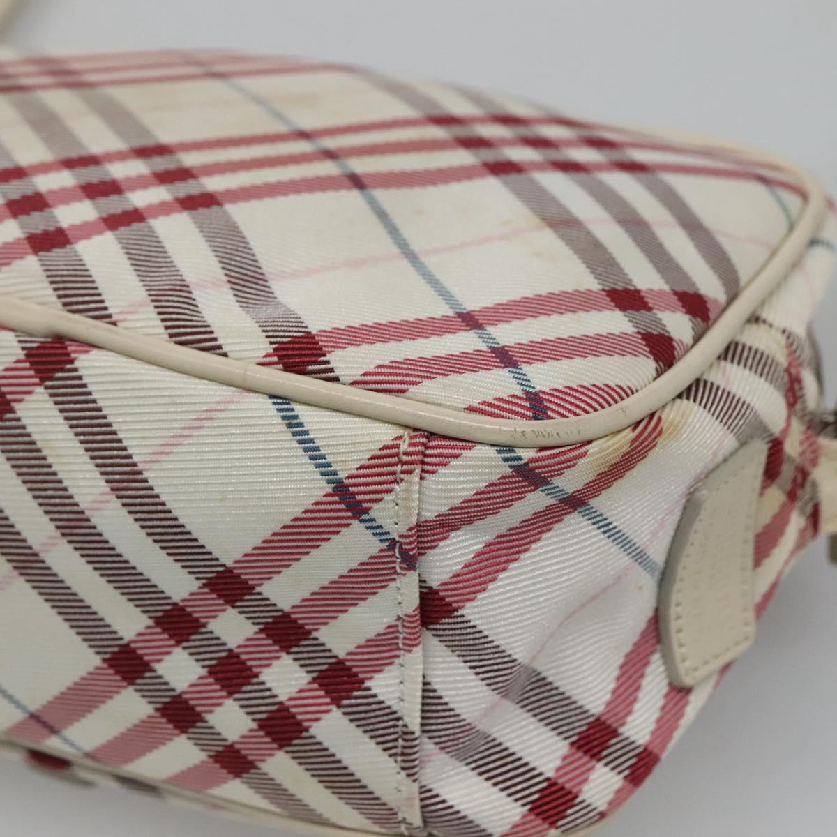 BURBERRY Nova Check Blue Label Shoulder Bag Nylon Red Auth MX126