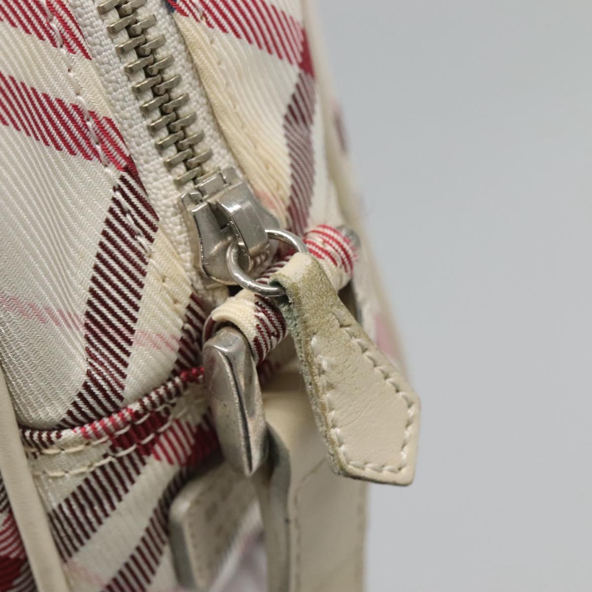 BURBERRY Nova Check Blue Label Shoulder Bag Nylon Red Auth MX126