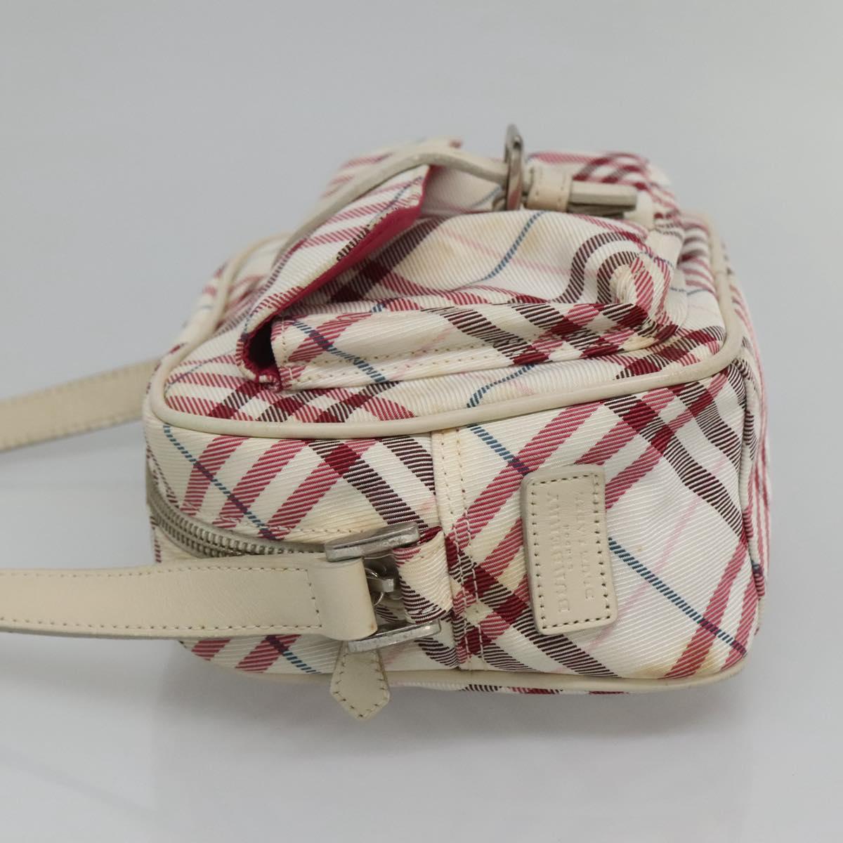 BURBERRY Nova Check Blue Label Shoulder Bag Nylon Red Auth MX126