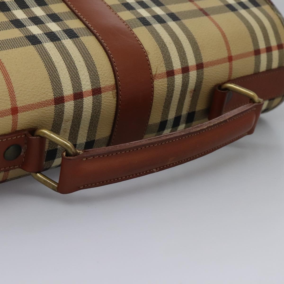 Burberrys Nova Check Boston Bag PVC 2way Beige Auth MX139