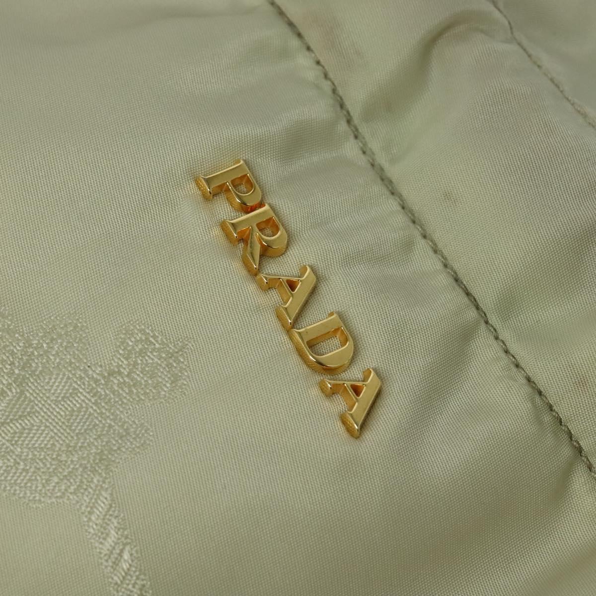 PRADA Shoulder Bag Nylon Beige Gold Auth MX164
