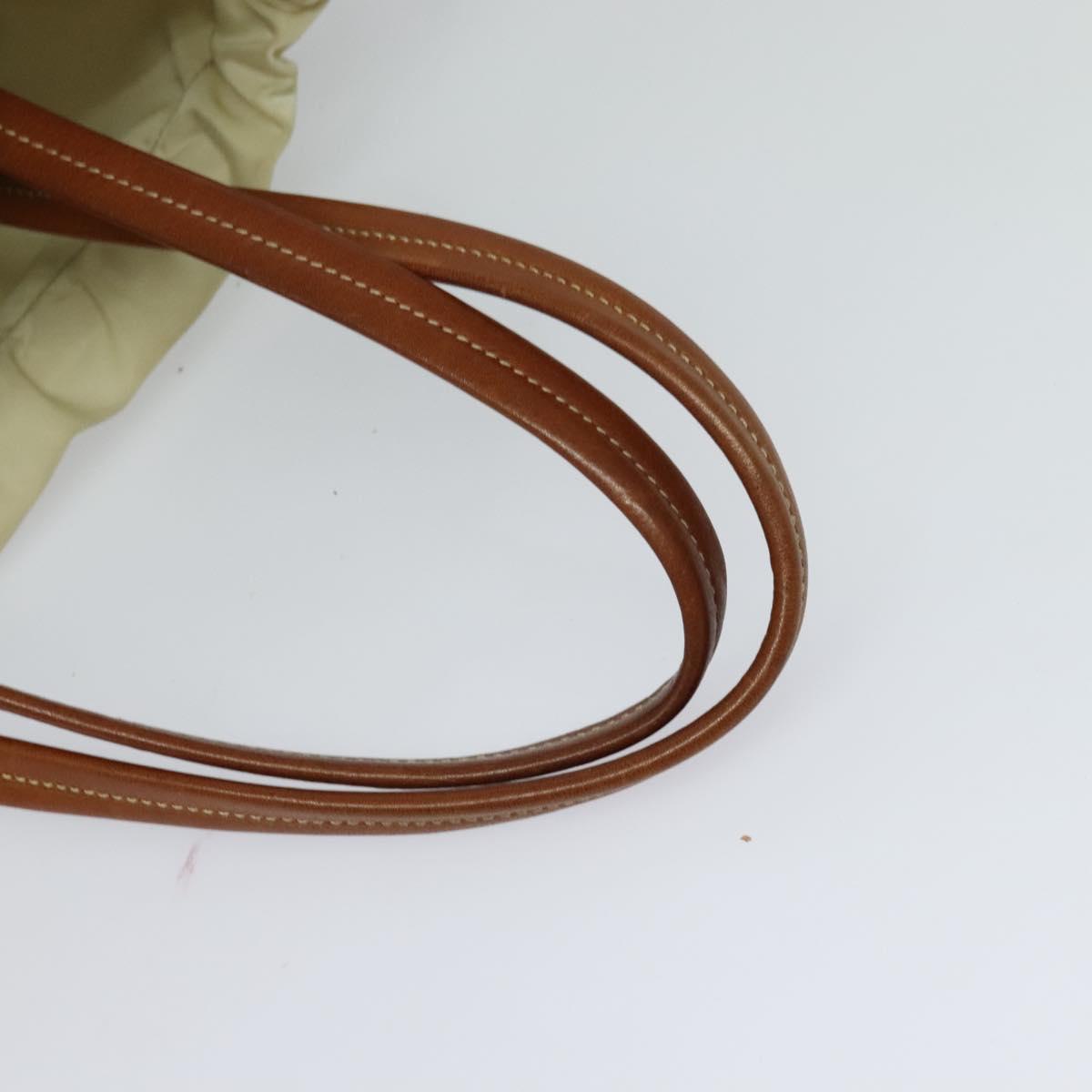 PRADA Shoulder Bag Nylon Beige Gold Auth MX164