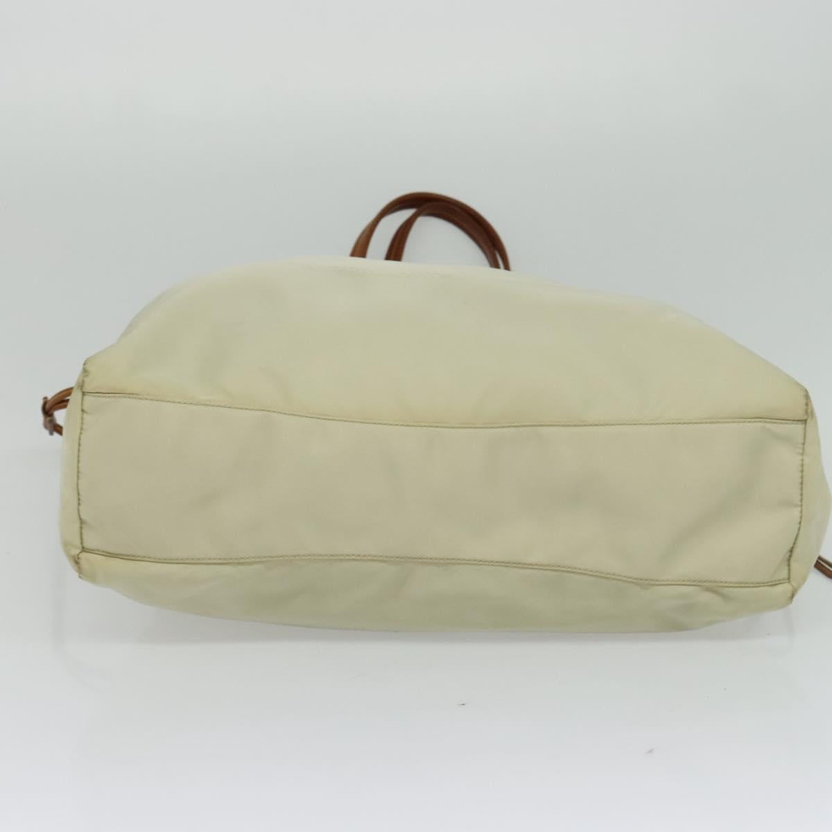 PRADA Shoulder Bag Nylon Beige Gold Auth MX164