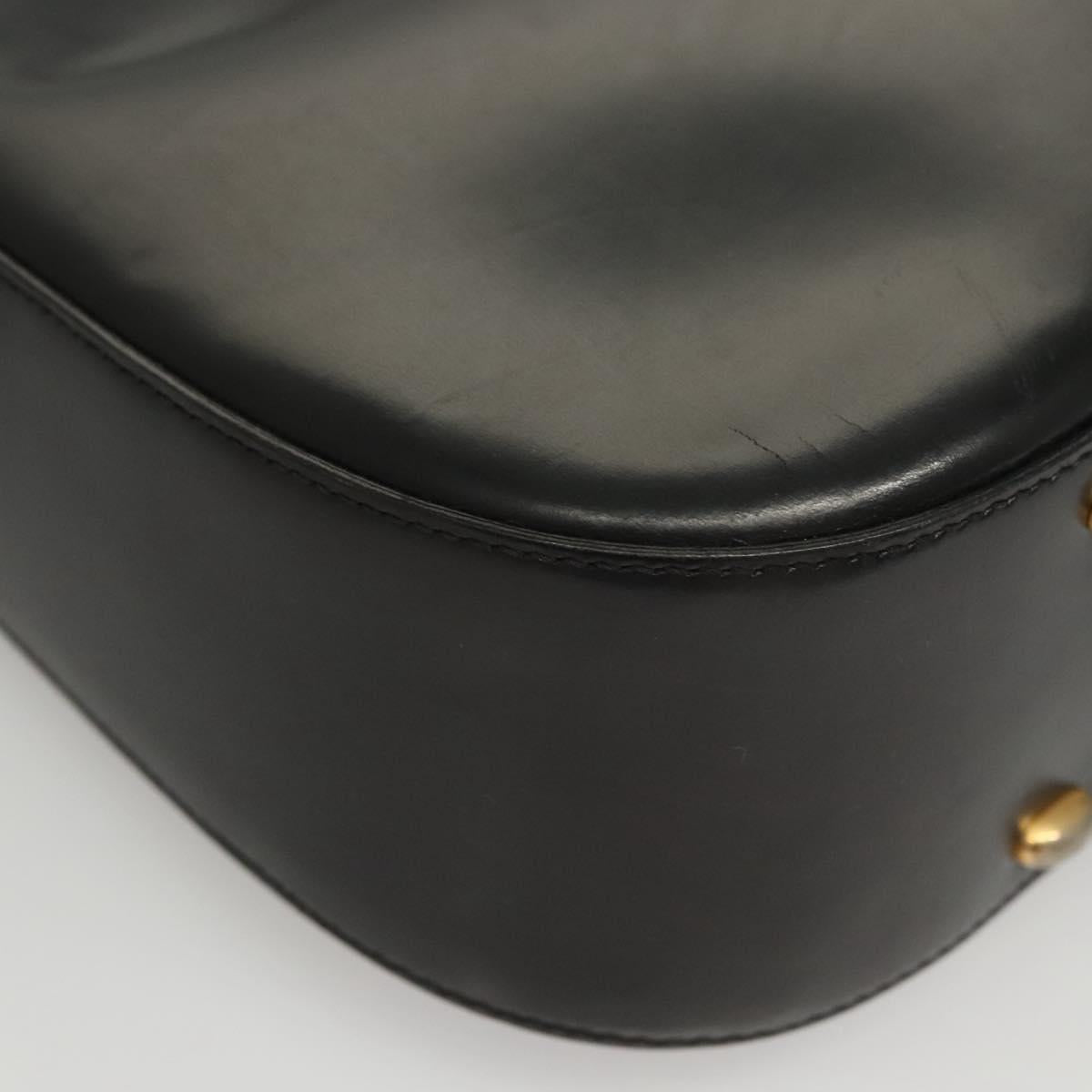 CELINE Shoulder Bag Leather Black Gold Auth MX169