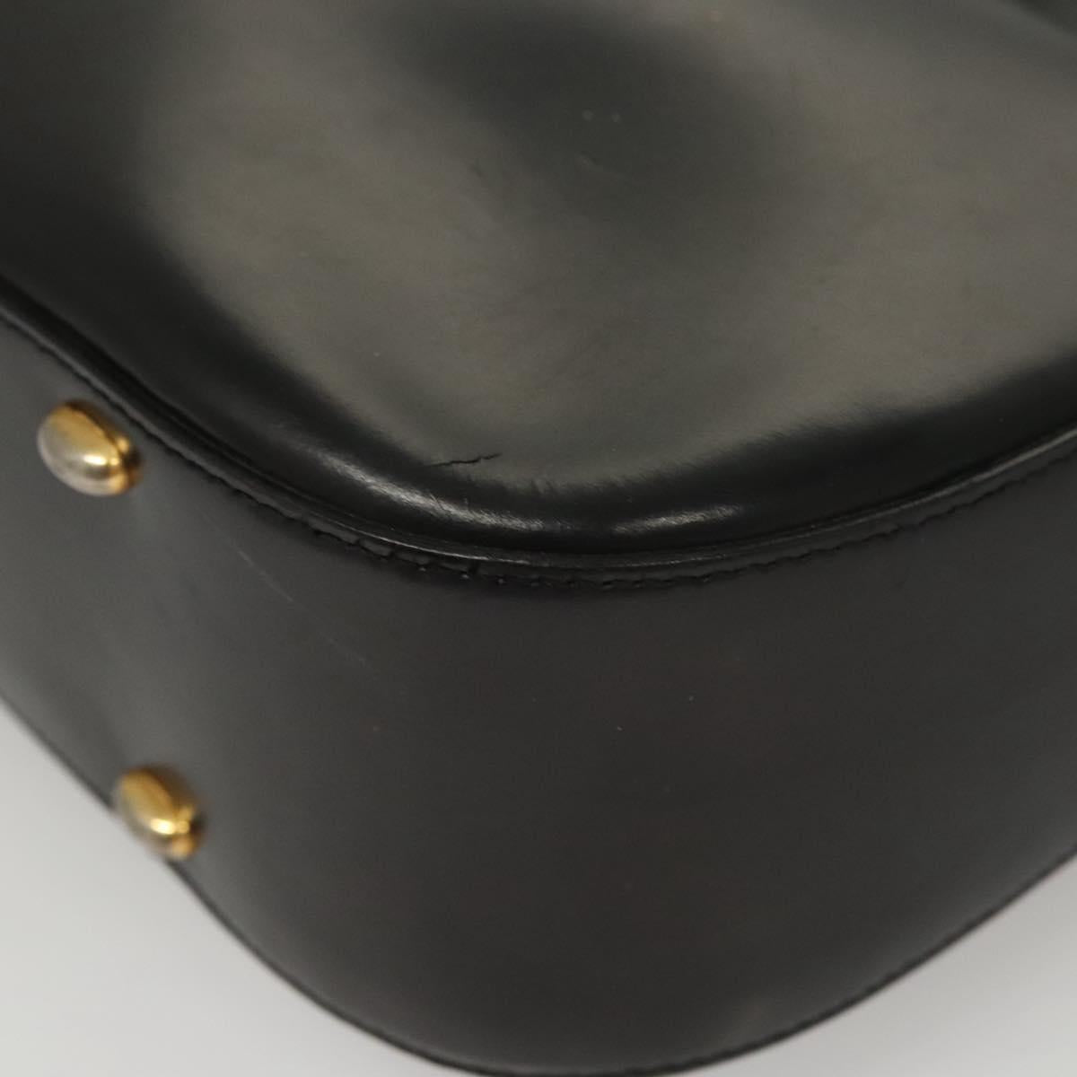 CELINE Shoulder Bag Leather Black Gold Auth MX169