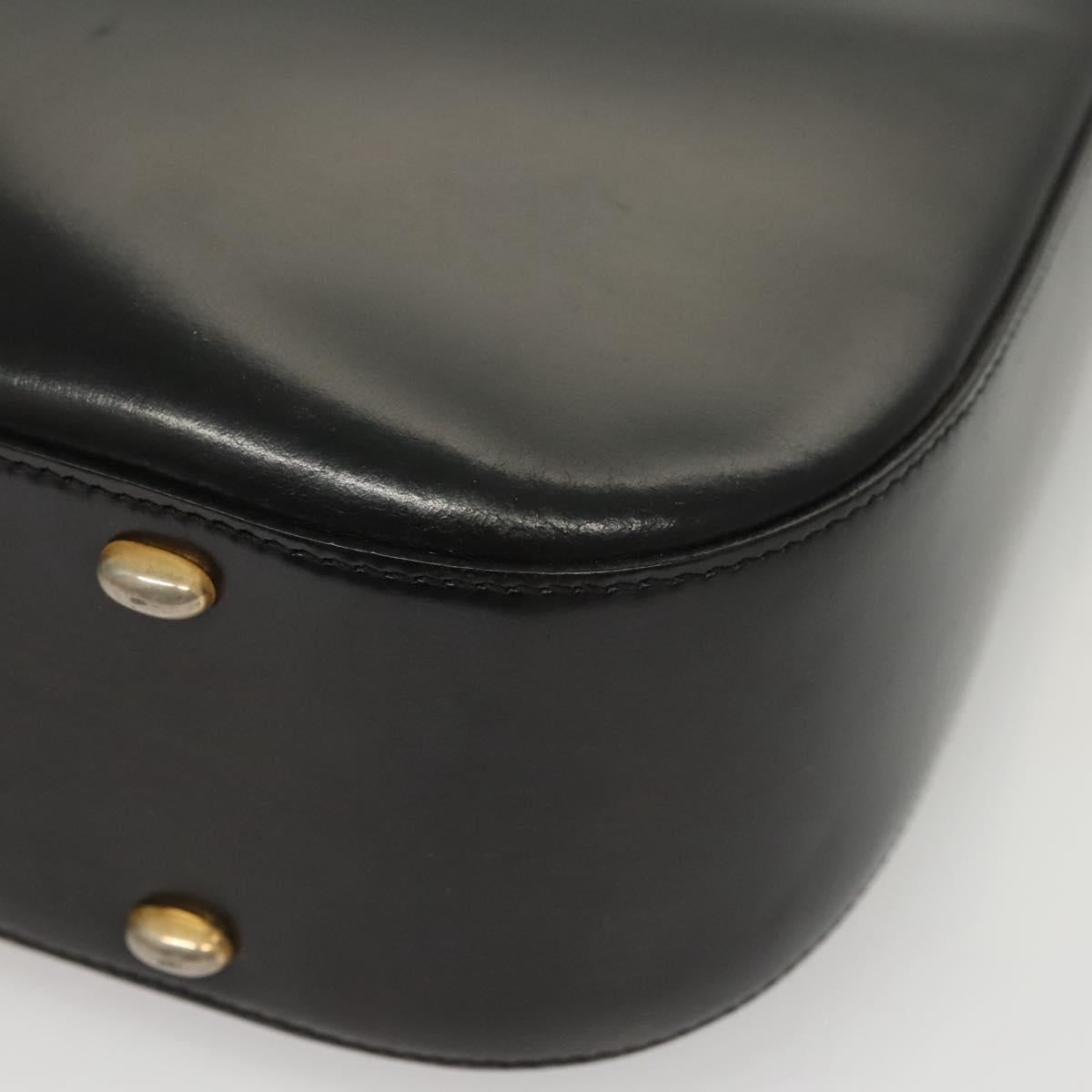 CELINE Shoulder Bag Leather Black Gold Auth MX169