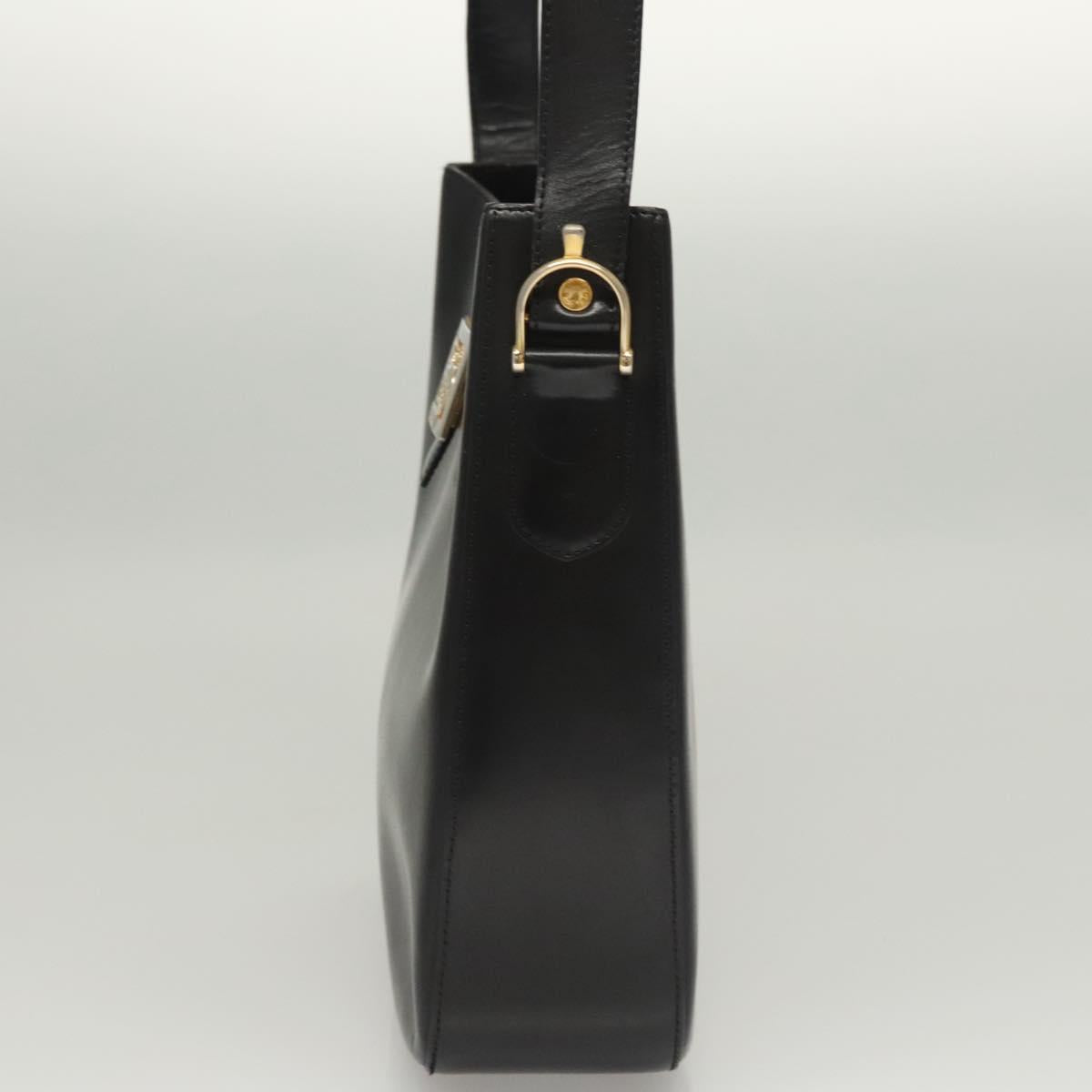 CELINE Shoulder Bag Leather Black Gold Auth MX169