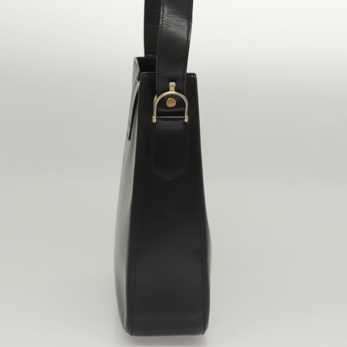 CELINE Shoulder Bag Leather Black Gold Auth MX169