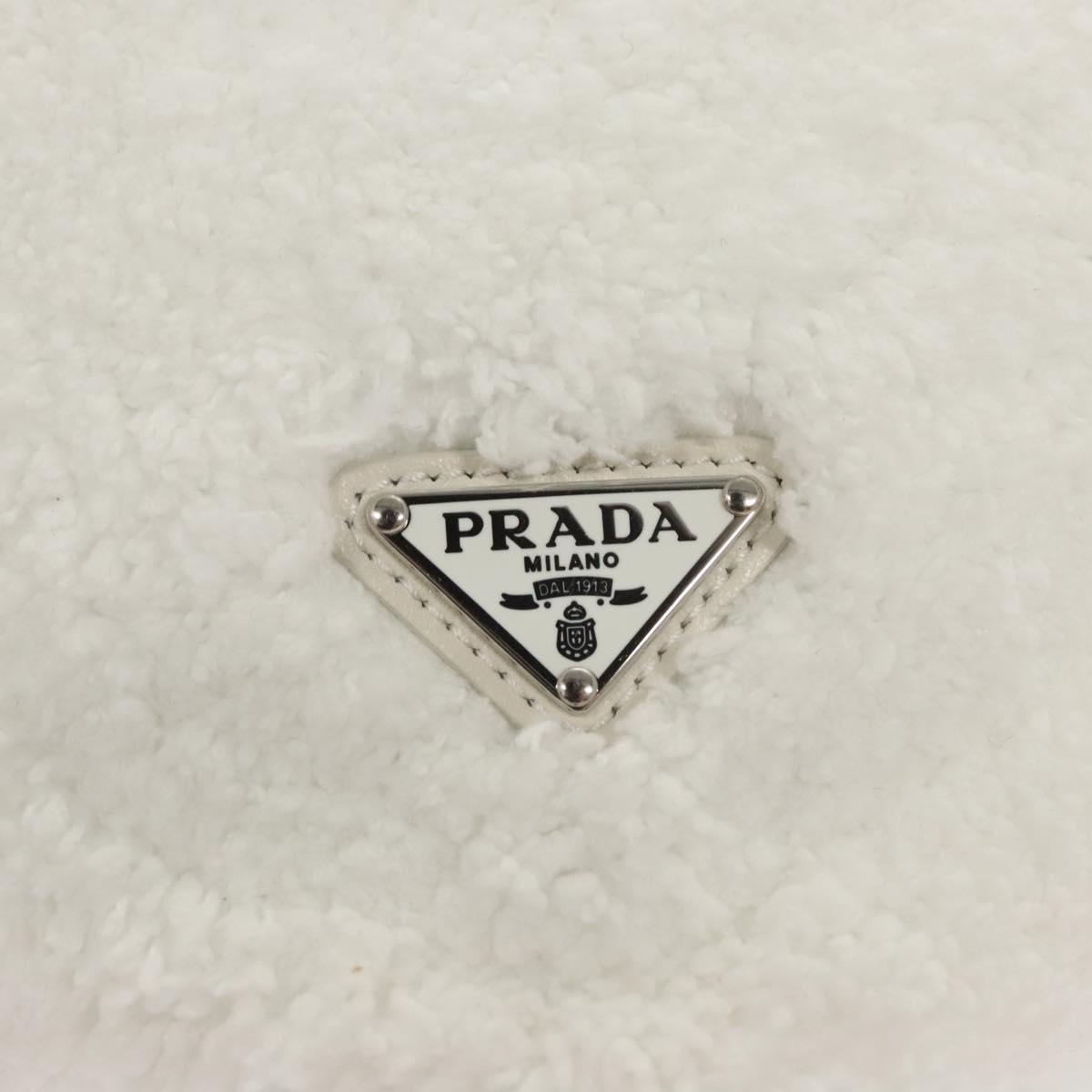 PRADA Shoulder Bag Pile White Silver Auth MX183SAM