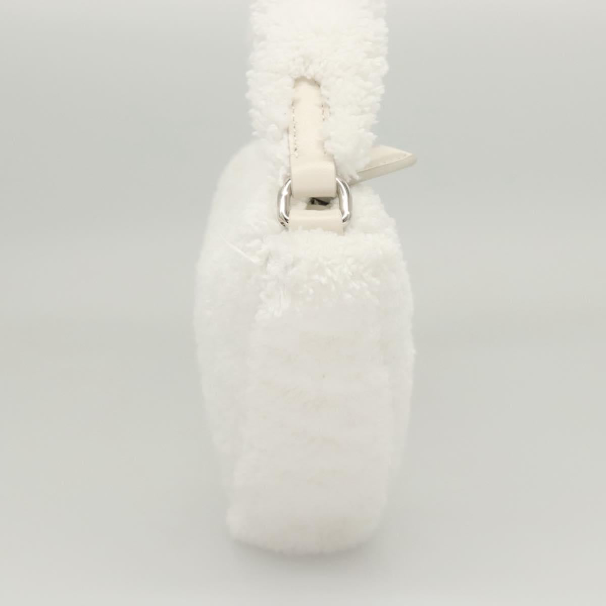 PRADA Shoulder Bag Pile White Silver Auth MX183SAM