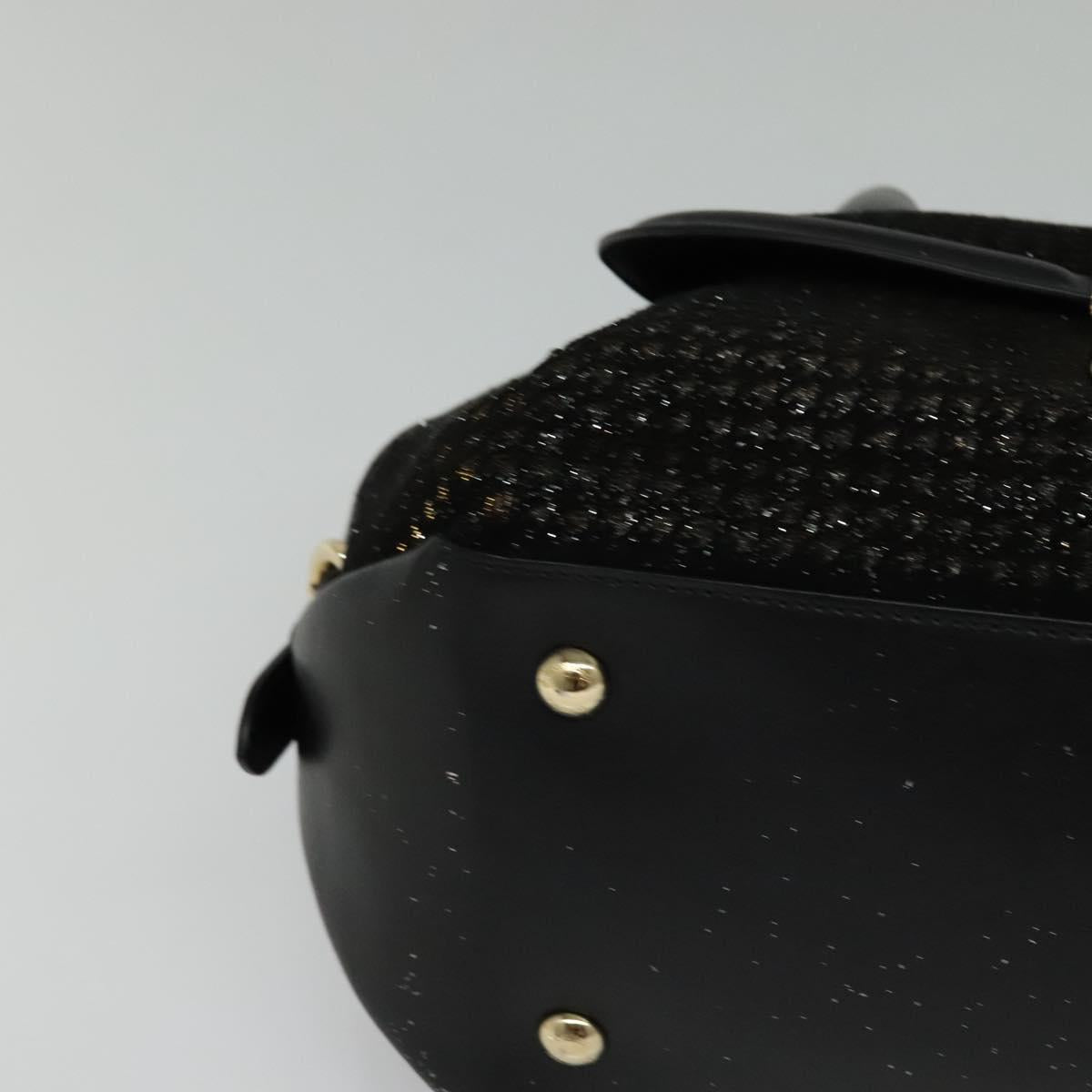 Salvatore Ferragamo Hand Bag Leather 2way Black Gold Auth MX189