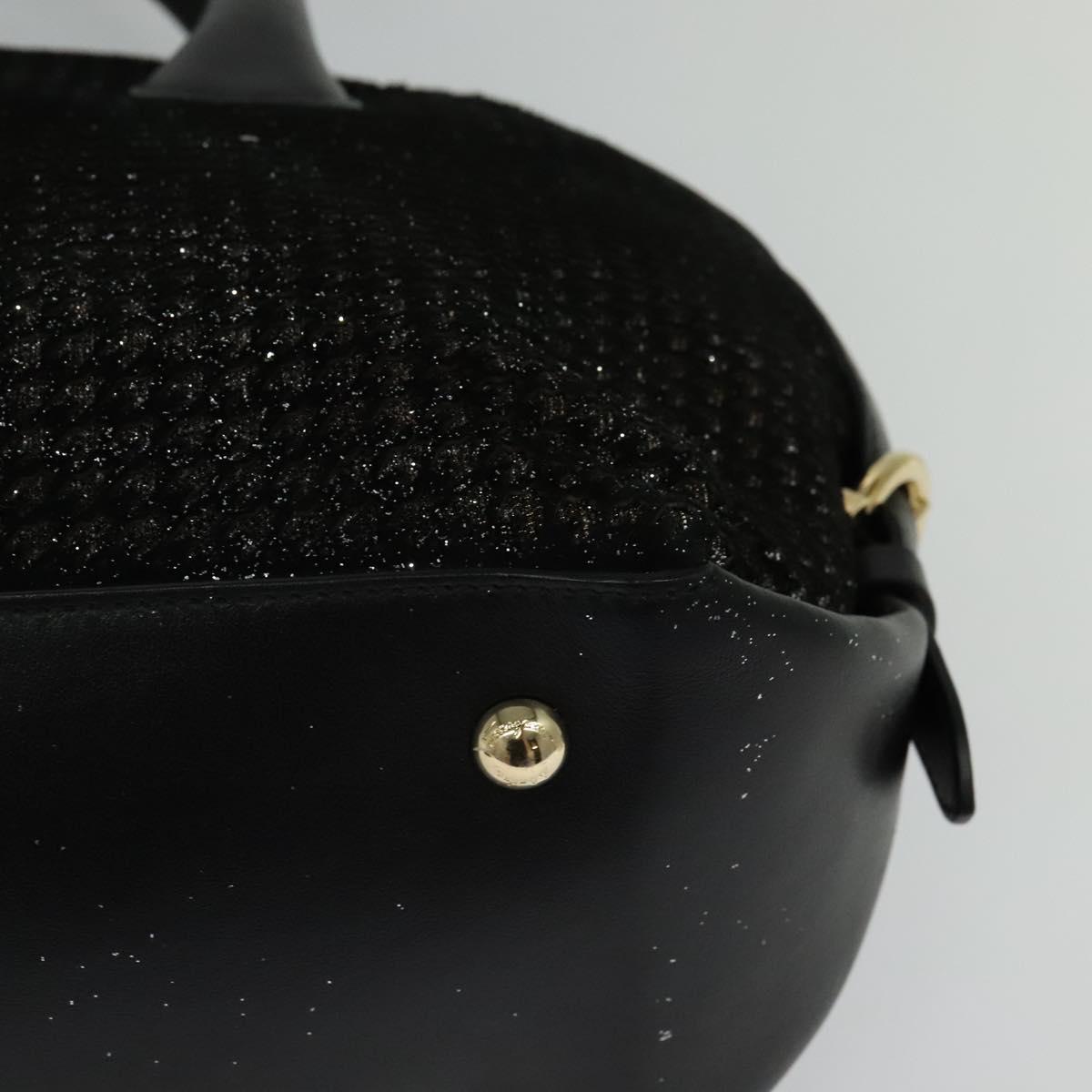 Salvatore Ferragamo Hand Bag Leather 2way Black Gold Auth MX189