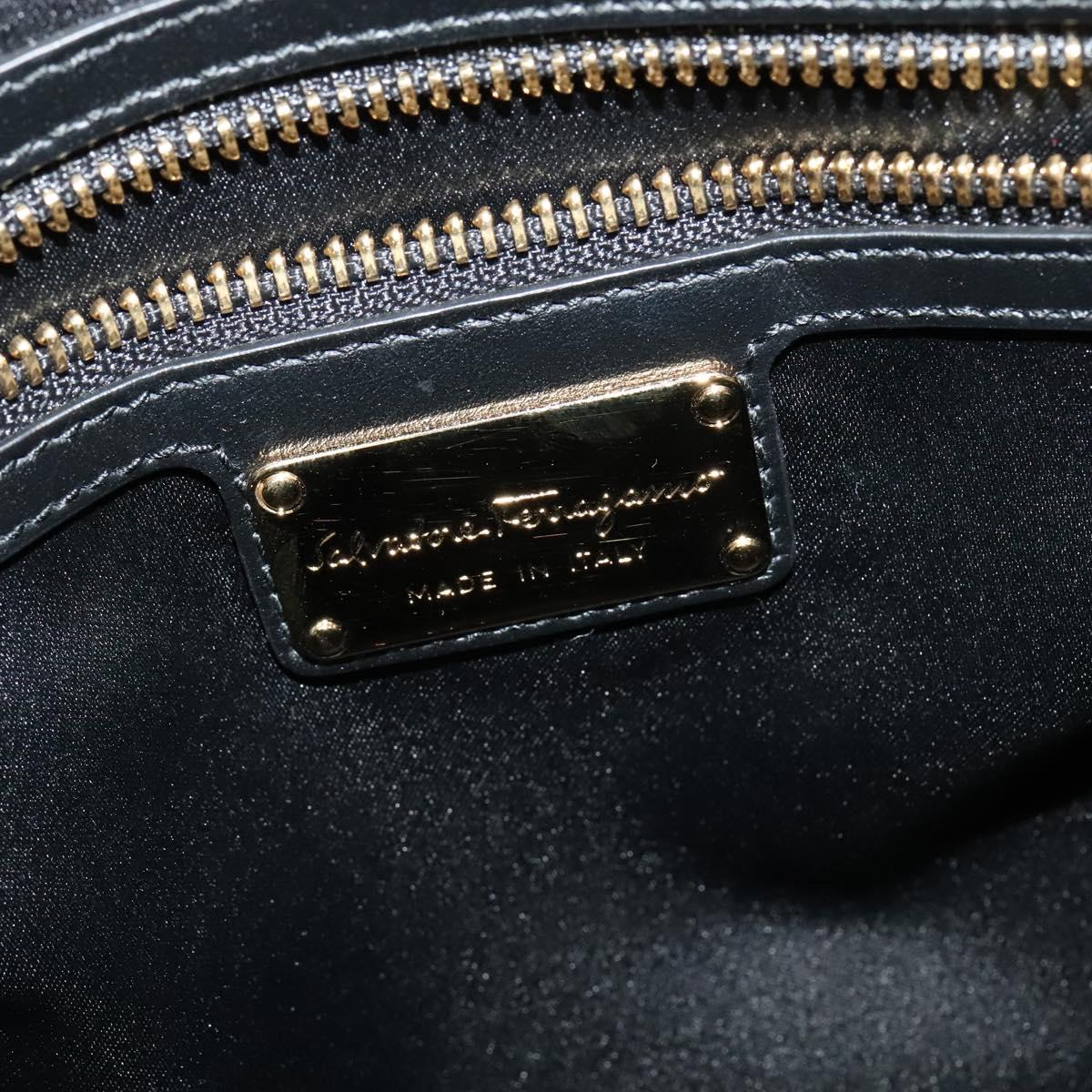 Salvatore Ferragamo Hand Bag Leather 2way Black Gold Auth MX189