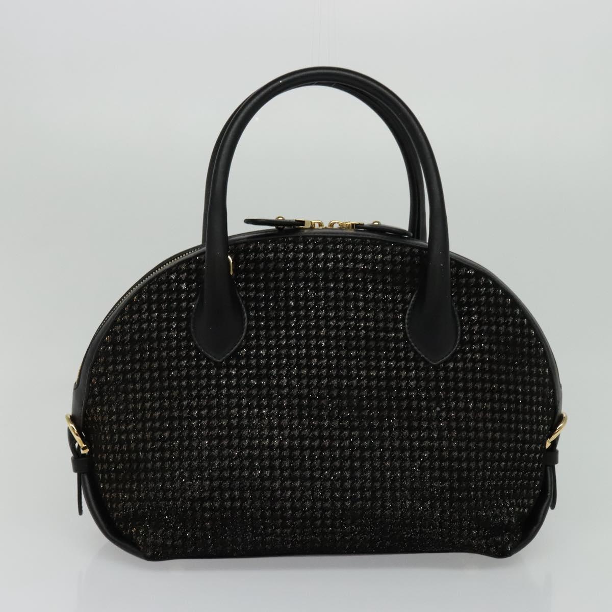 Salvatore Ferragamo Hand Bag Leather 2way Black Gold Auth MX189