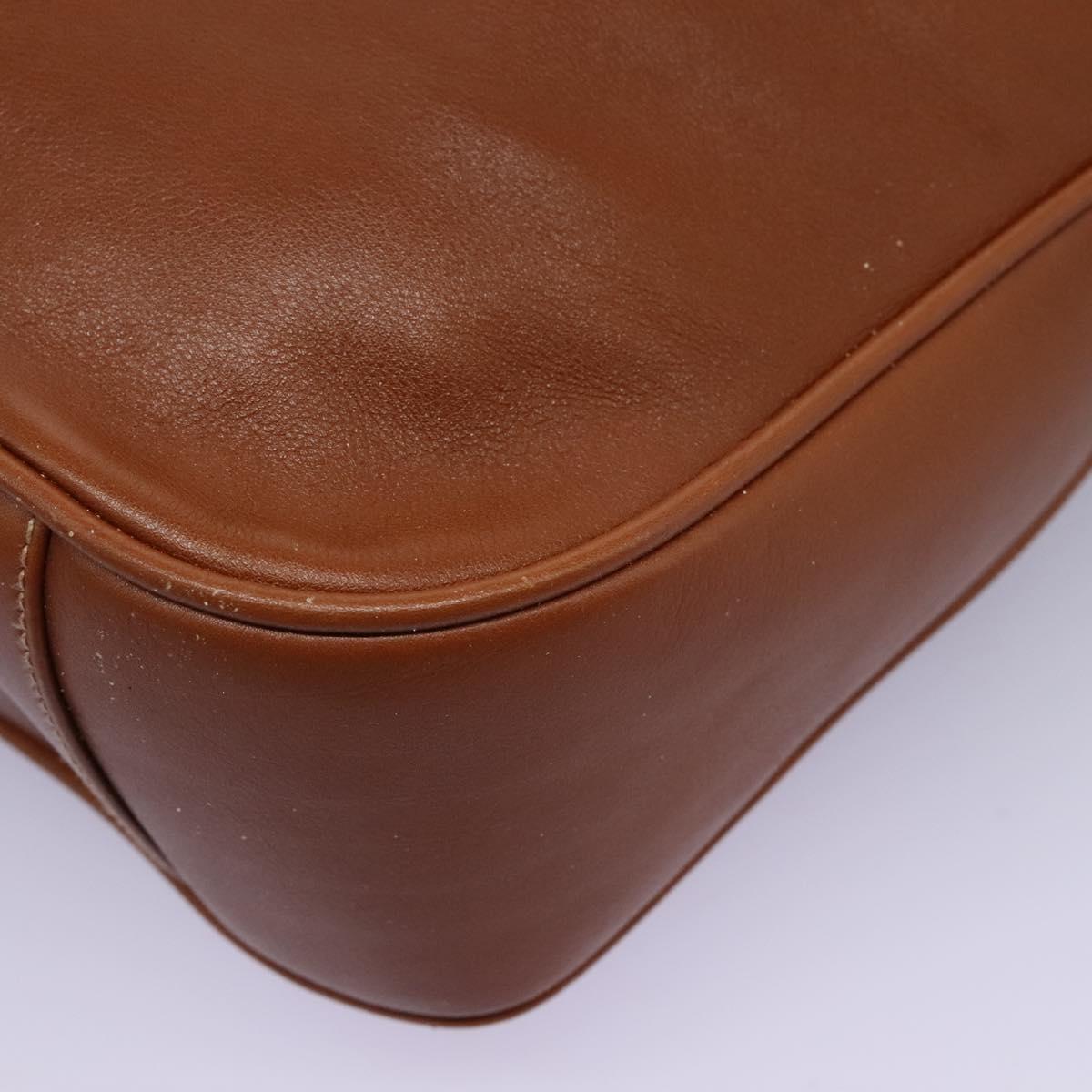 GUCCI Bamboo Hand Bag Leather 2way Brown Gold Auth MX203