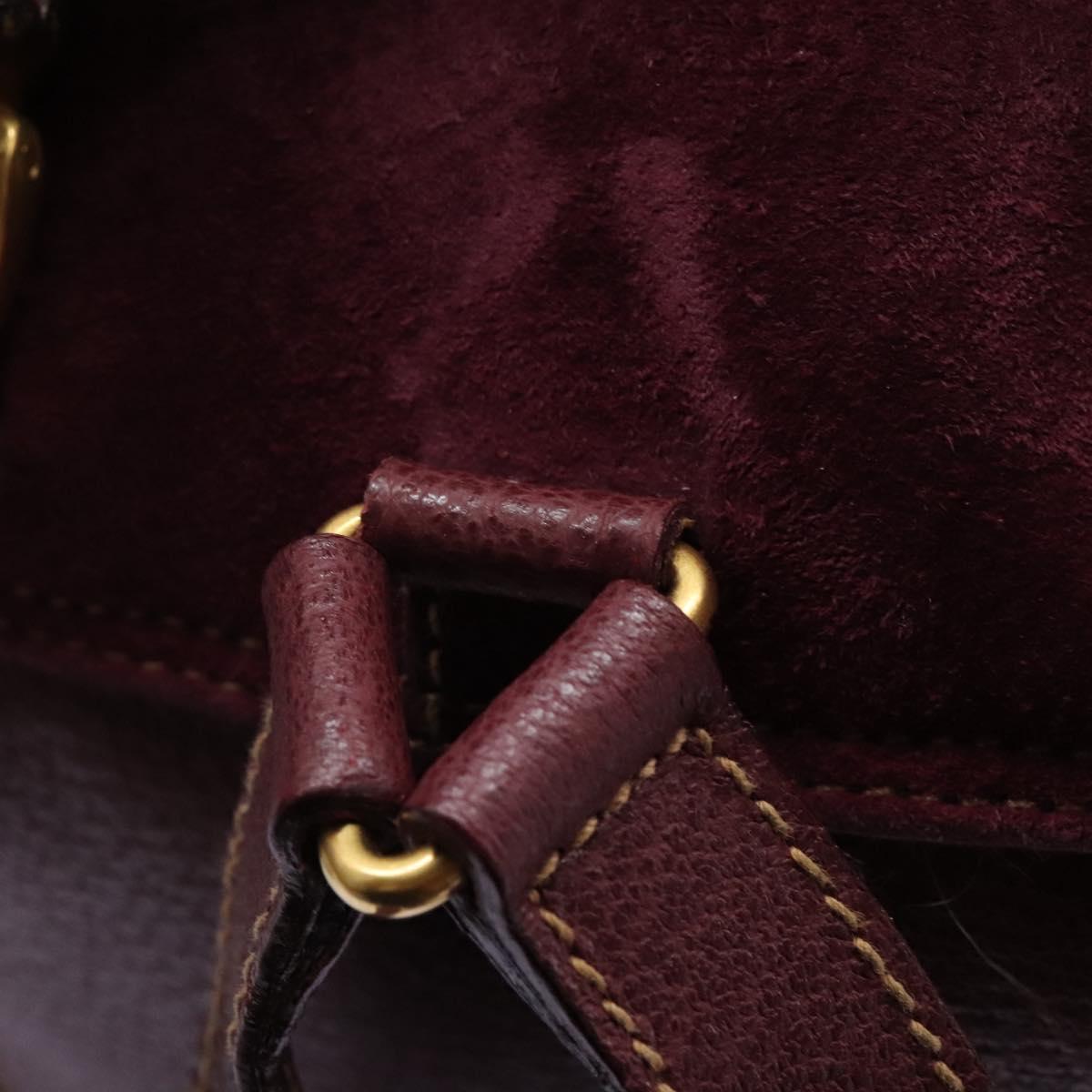 GUCCI Bamboo Backpack Suede Purple Gold 003 1956 0030 Auth MX204