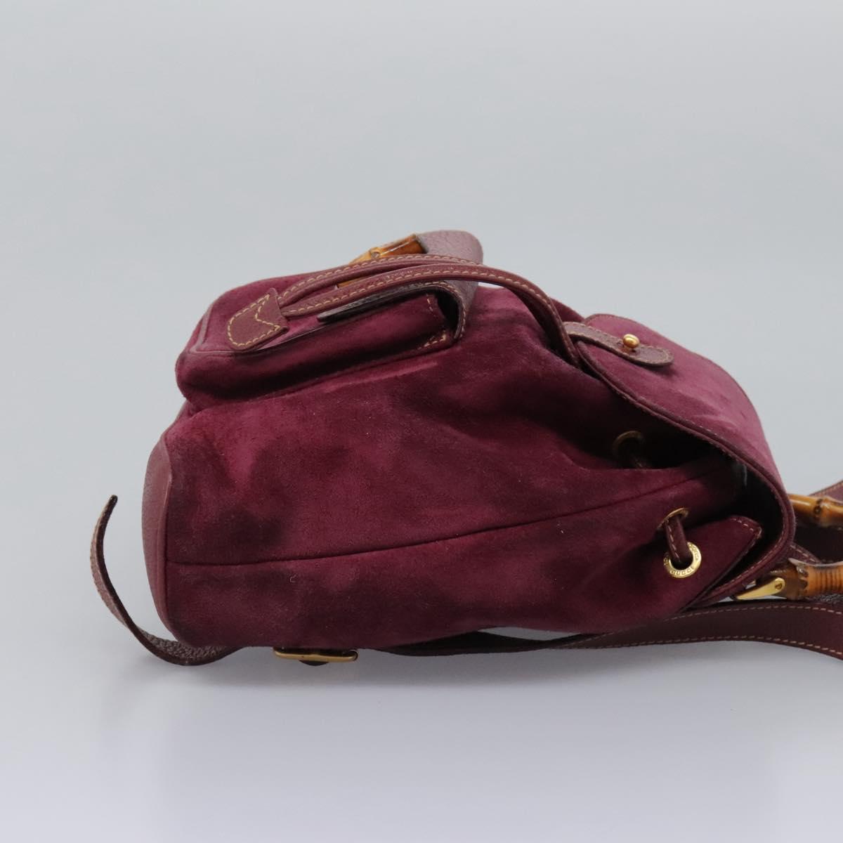 GUCCI Bamboo Backpack Suede Purple Gold 003 1956 0030 Auth MX204