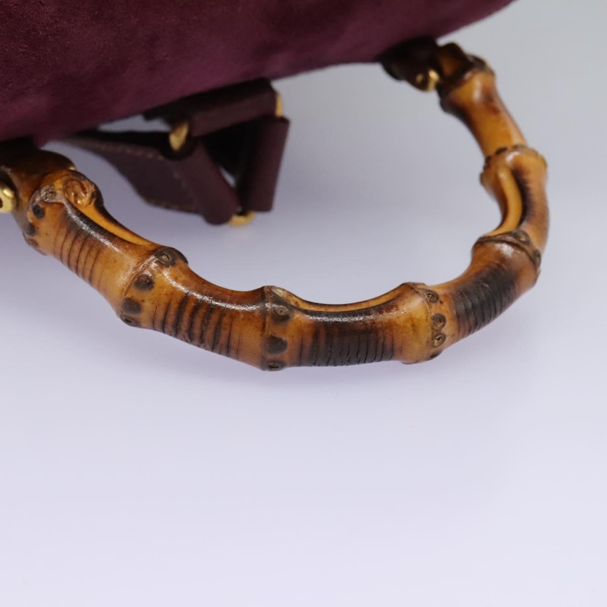 GUCCI Bamboo Backpack Suede Purple Gold 003 1956 0030 Auth MX204