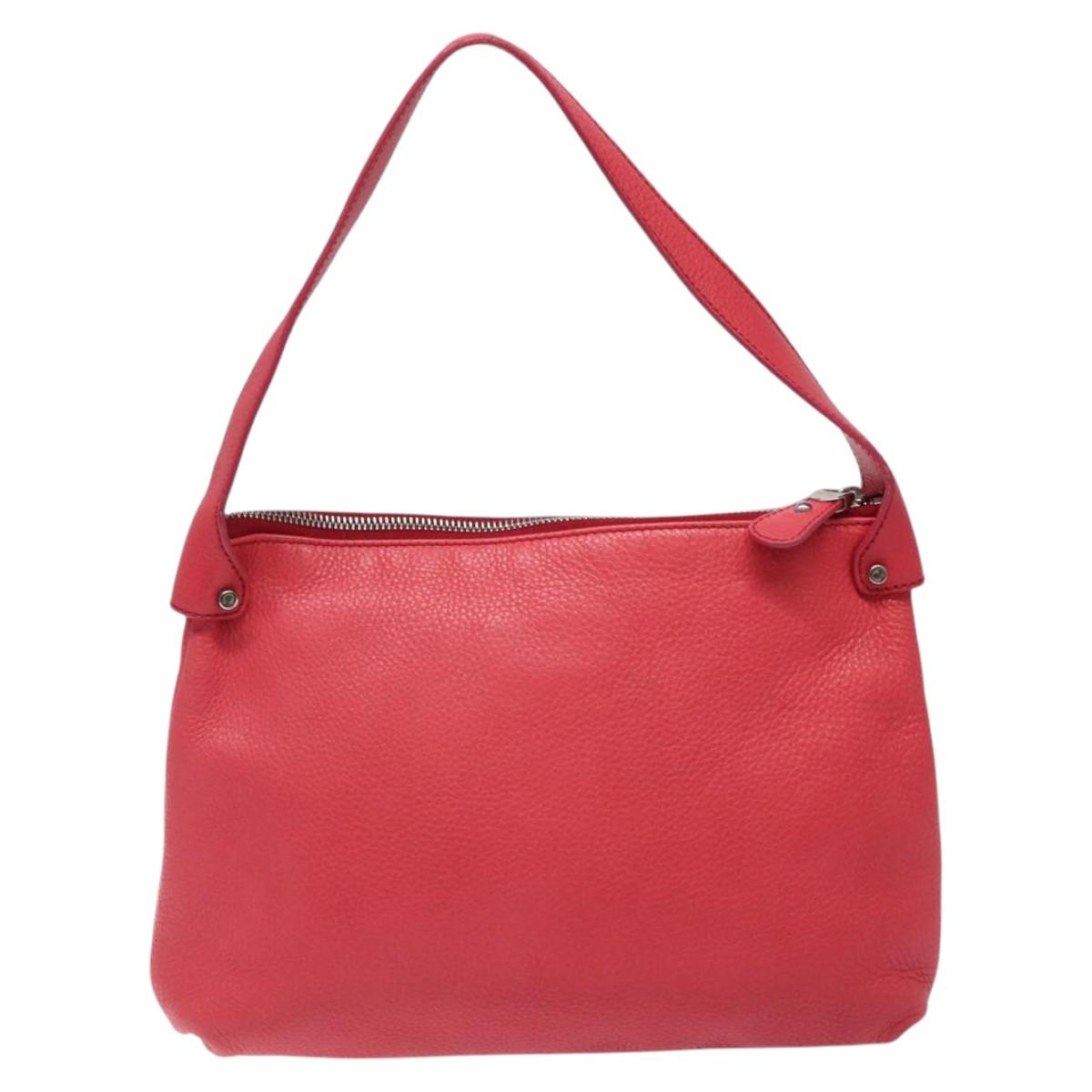 Salvatore Ferragamo Gancini Shoulder Bag Leather Pink Silver Auth MX210