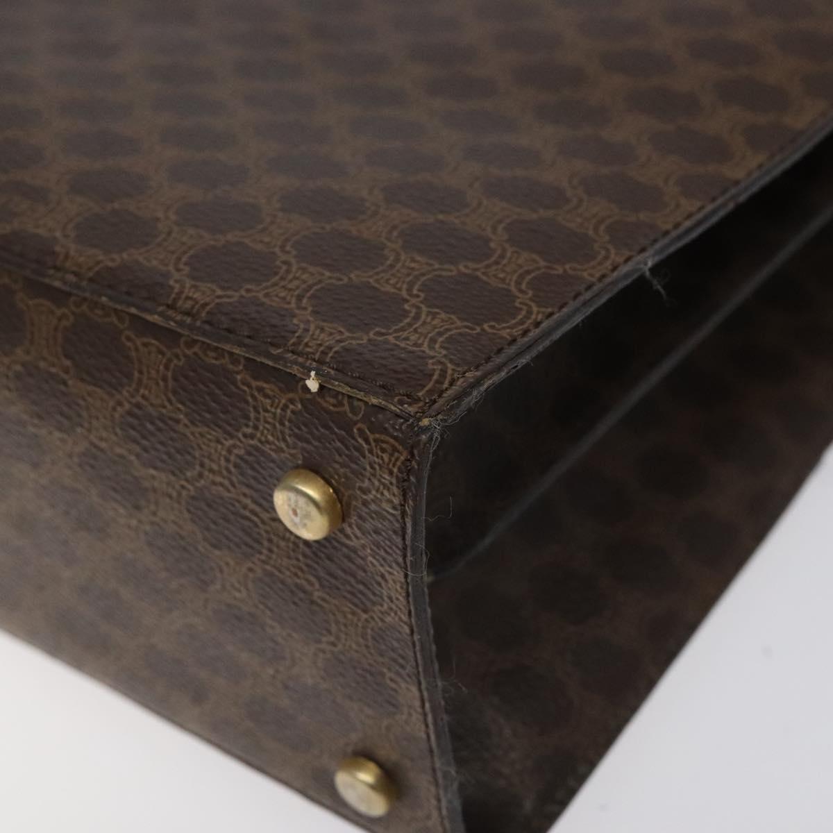 CELINE Macadam Canvas Shoulder Bag PVC Leather Brown Gold Auth MX221