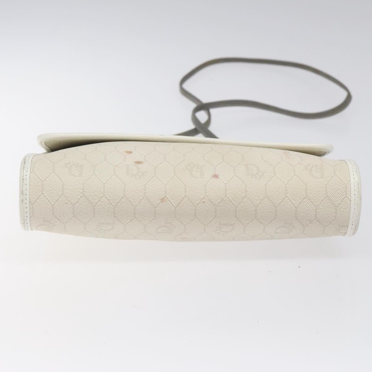 Christian Dior Honeycomb Canvas Shoulder Bag PVC White Auth MX224