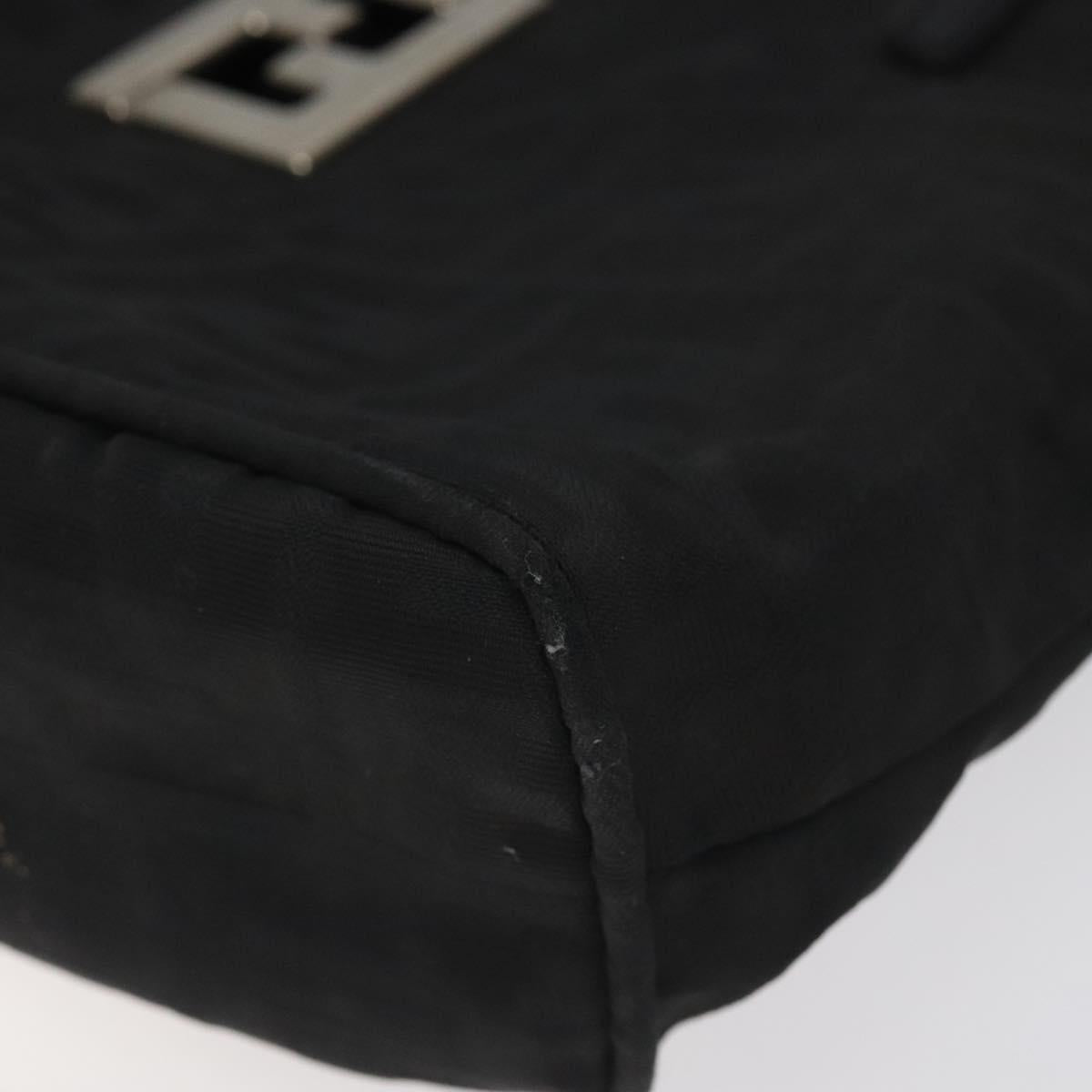 FENDI Zucca Canvas Shoulder Bag Black Auth MX235