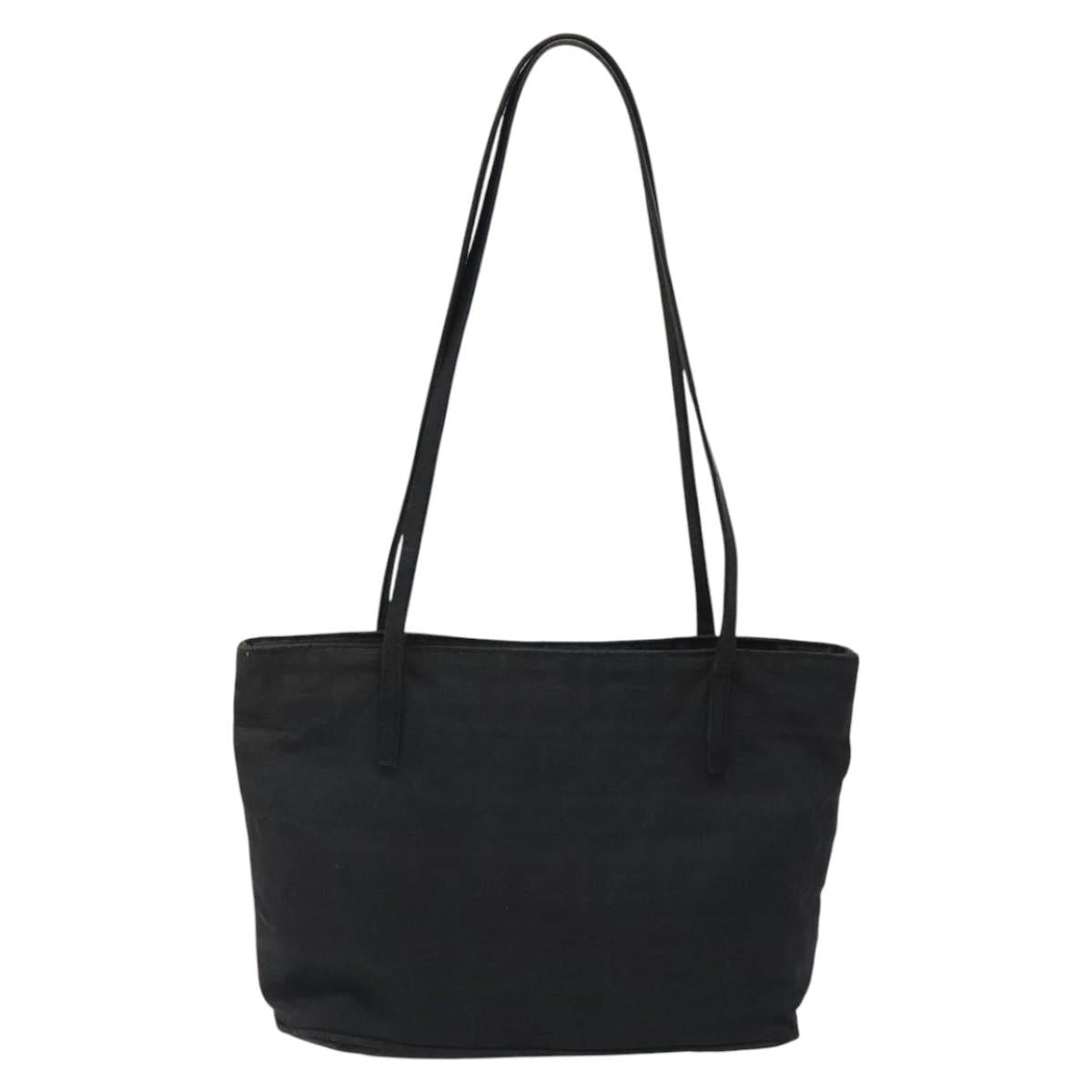 FENDI Zucca Canvas Shoulder Bag Black Auth MX235