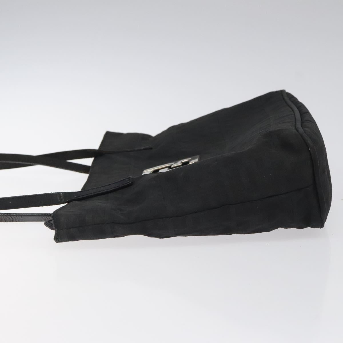 FENDI Zucca Canvas Shoulder Bag Black Auth MX235