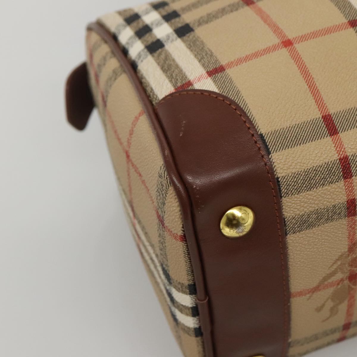 Burberrys Nova Check Boston Bag PVC Beige Gold Auth MX243